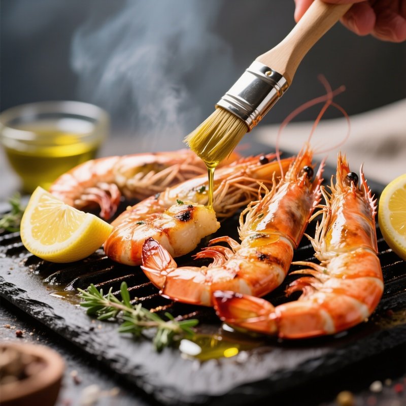 Gamberi Alla Griglia Featuring Grilled Prawns Brushed With Olive Oil, Lemon, And Herbs