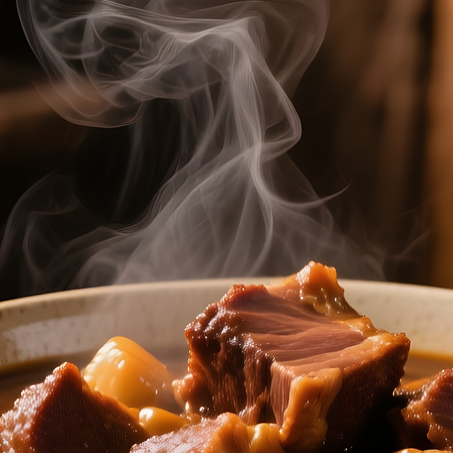 Game Meat Wild Boar Stew Agriogouruno Dark Gravy Pearl Onions - Full Resolution Quality Preview