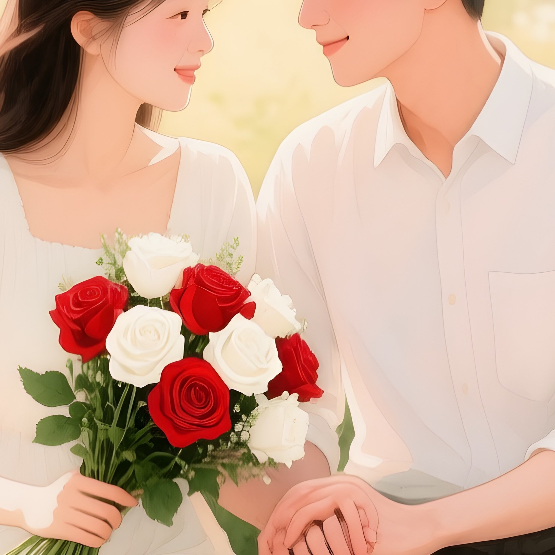 Garden Romance With Bouquet - Full Resolution Quality Preview