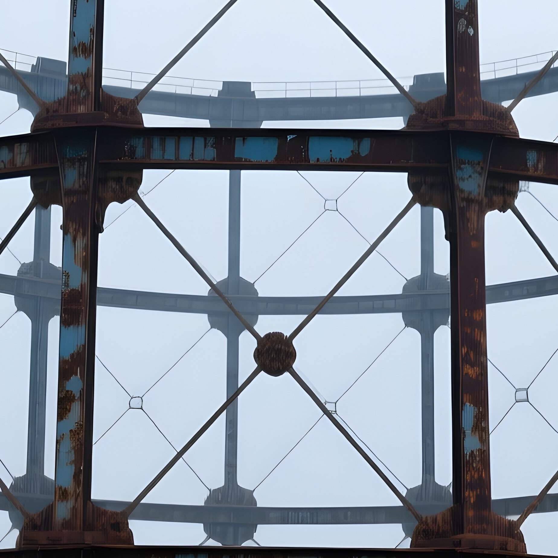 Gasometer Large Iron Skeleton Structures Visible In Distance - Full Resolution Quality Preview