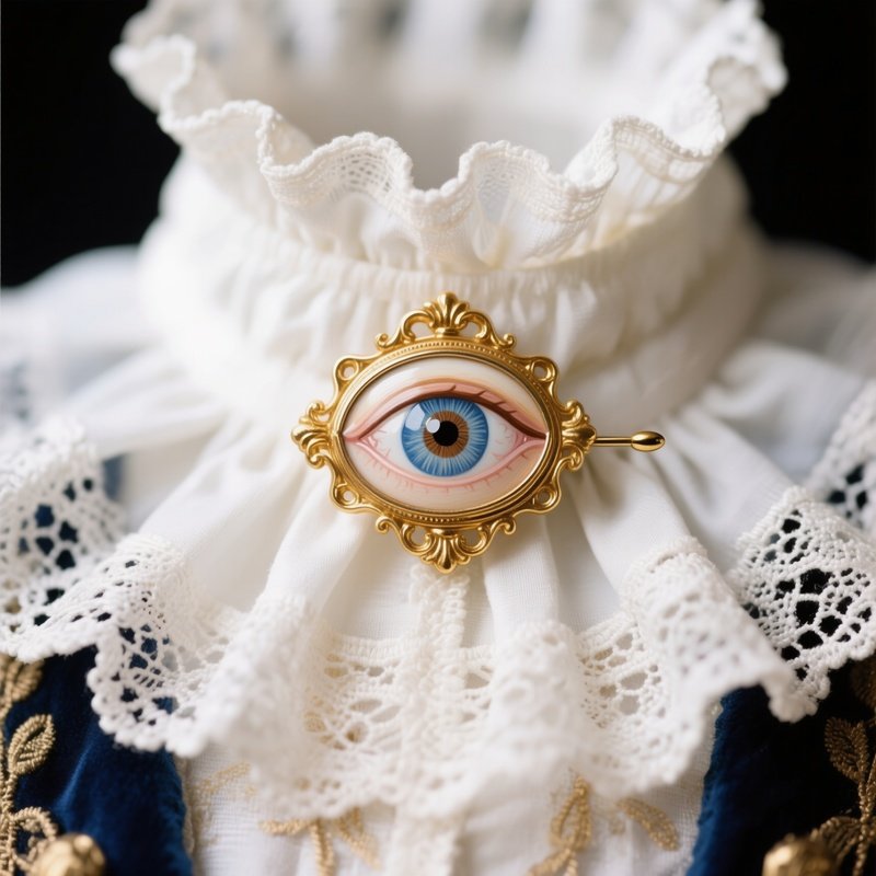 Georgian Eye Locket Lovers Eye Brooch On Jabot