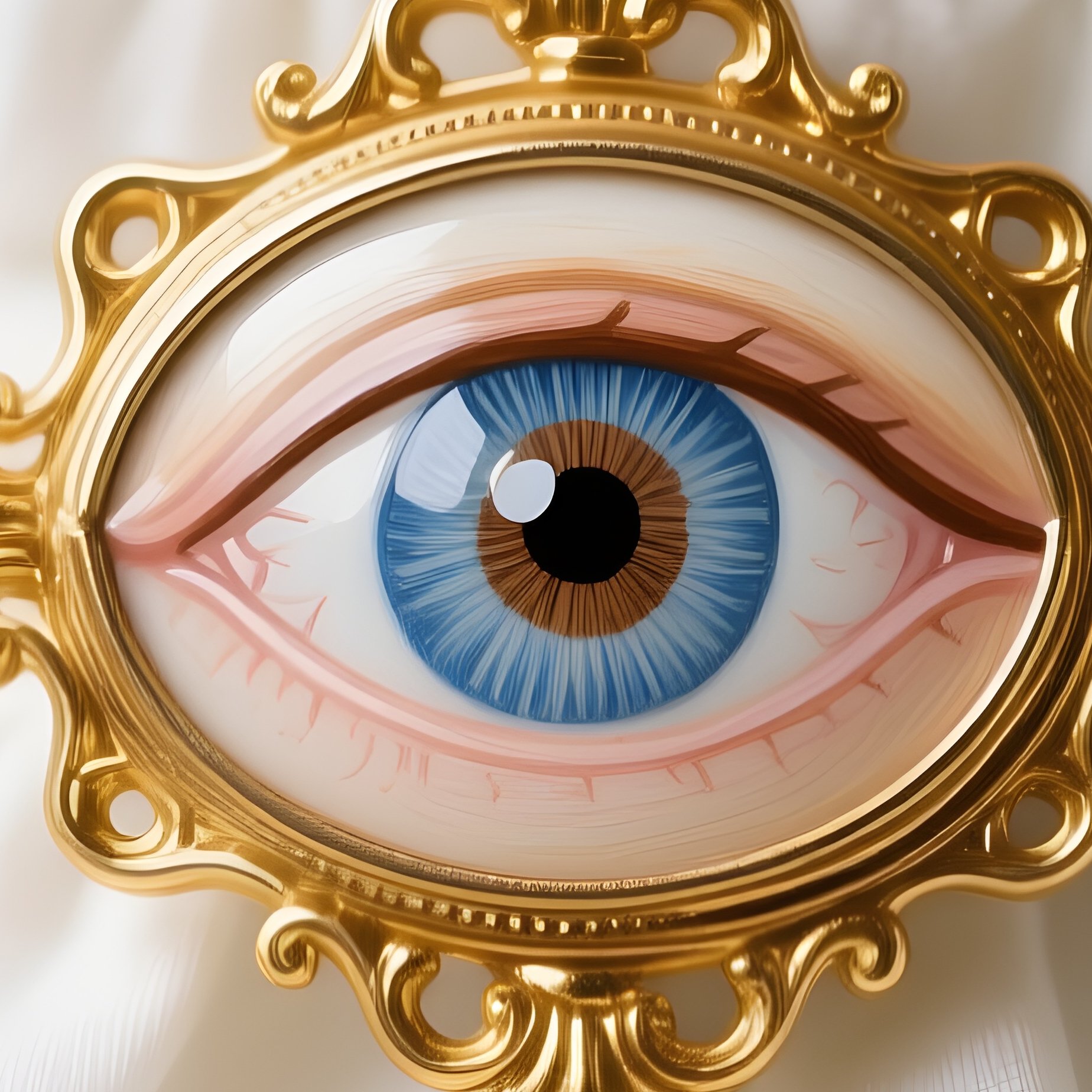 Georgian Eye Locket Lovers Eye Brooch On Jabot - Full Resolution Quality Preview