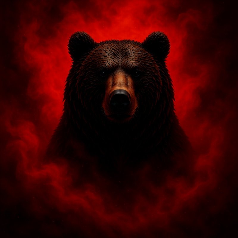 Giant Bear Symbol Emerging From Red Mist