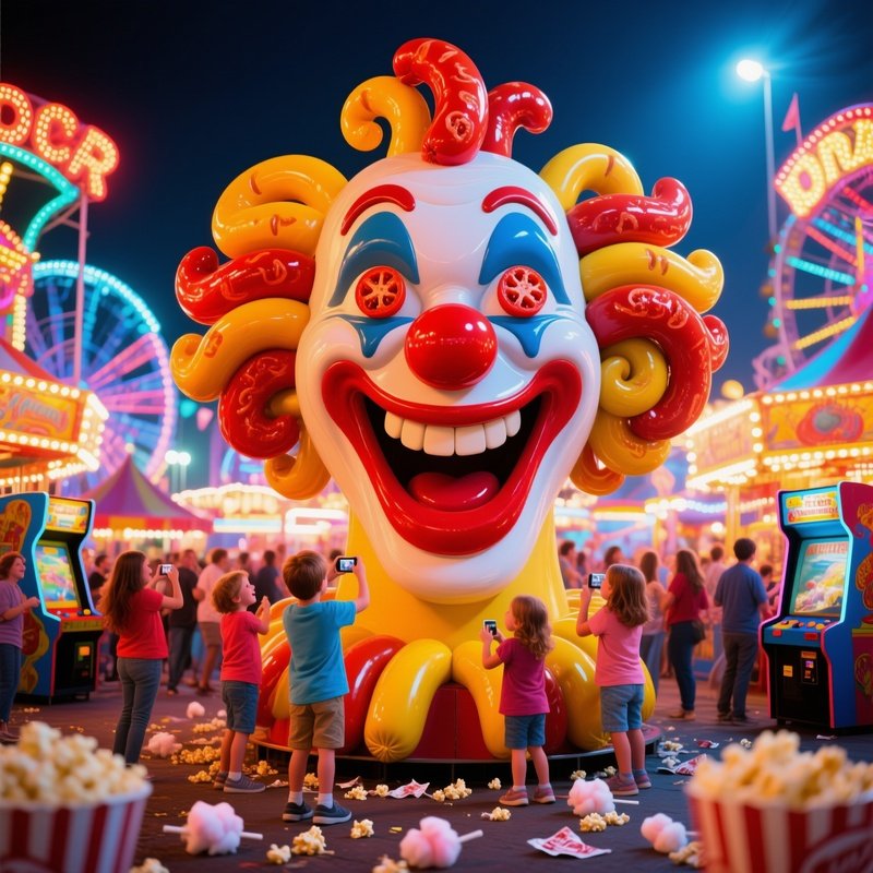 Giant Clown Face From Sausage And Pepperoni