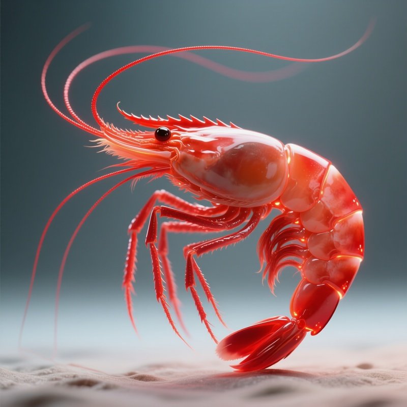 Giant Deep Shrimp – Long Red Antennae Glowing Faintly.