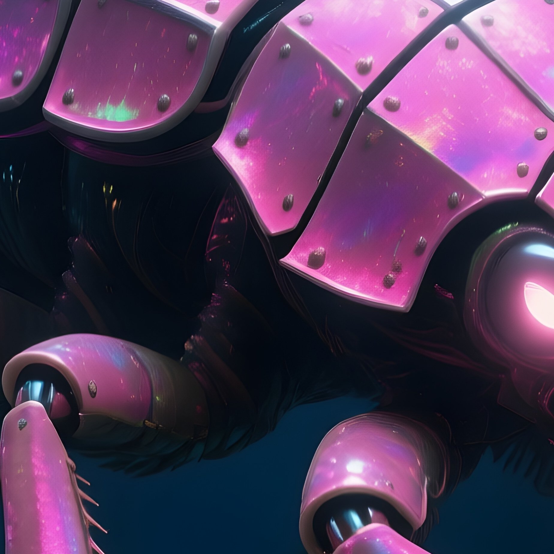 Giant Isopod Pink Armored Plates Like Deep Sea Beetle - Full Resolution Quality Preview