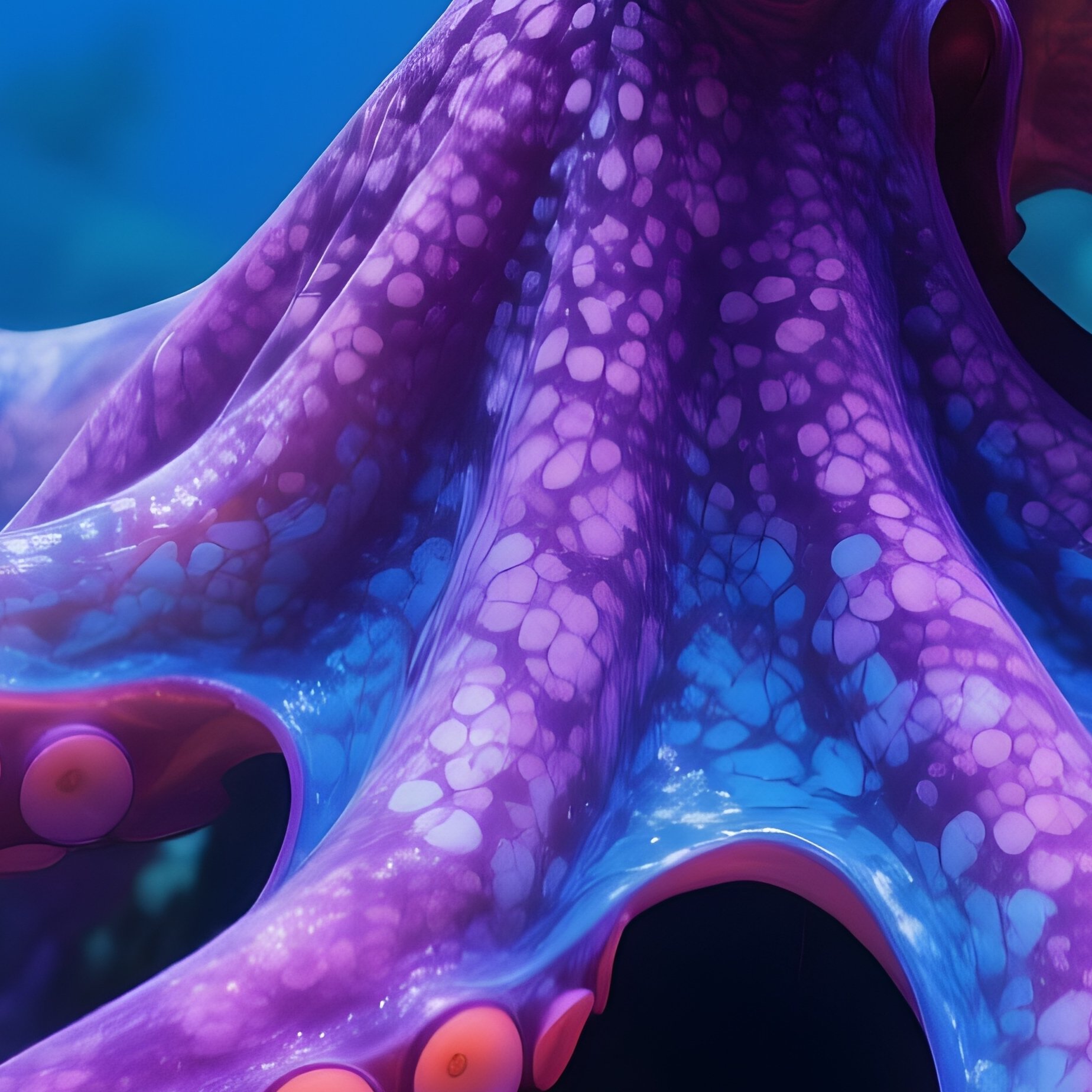 Giant Octopus Wrap Around Glowing Coral Reef - Full Resolution Quality Preview