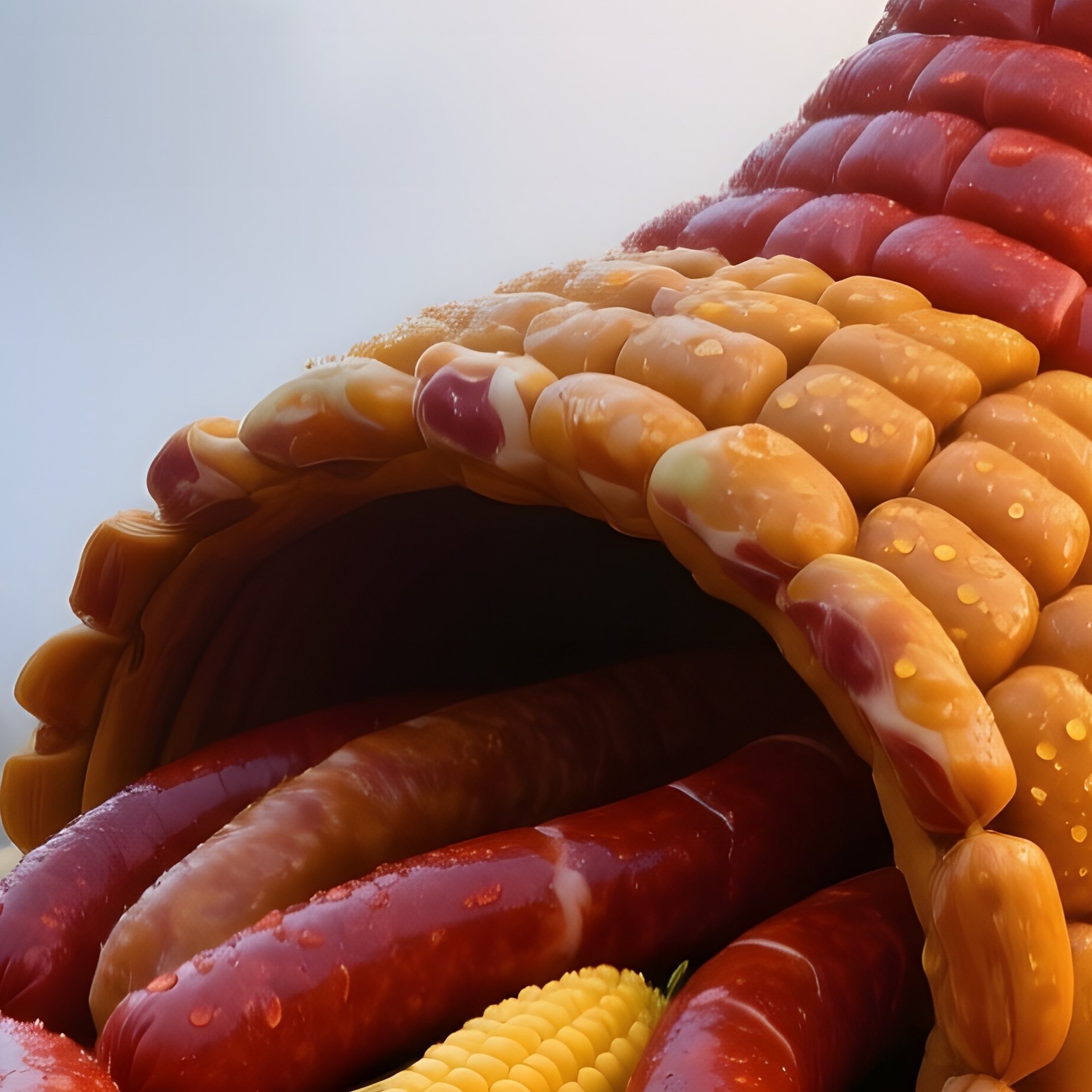 Giant Sausage Cornucopia At Farmers Market - Full Resolution Quality Preview