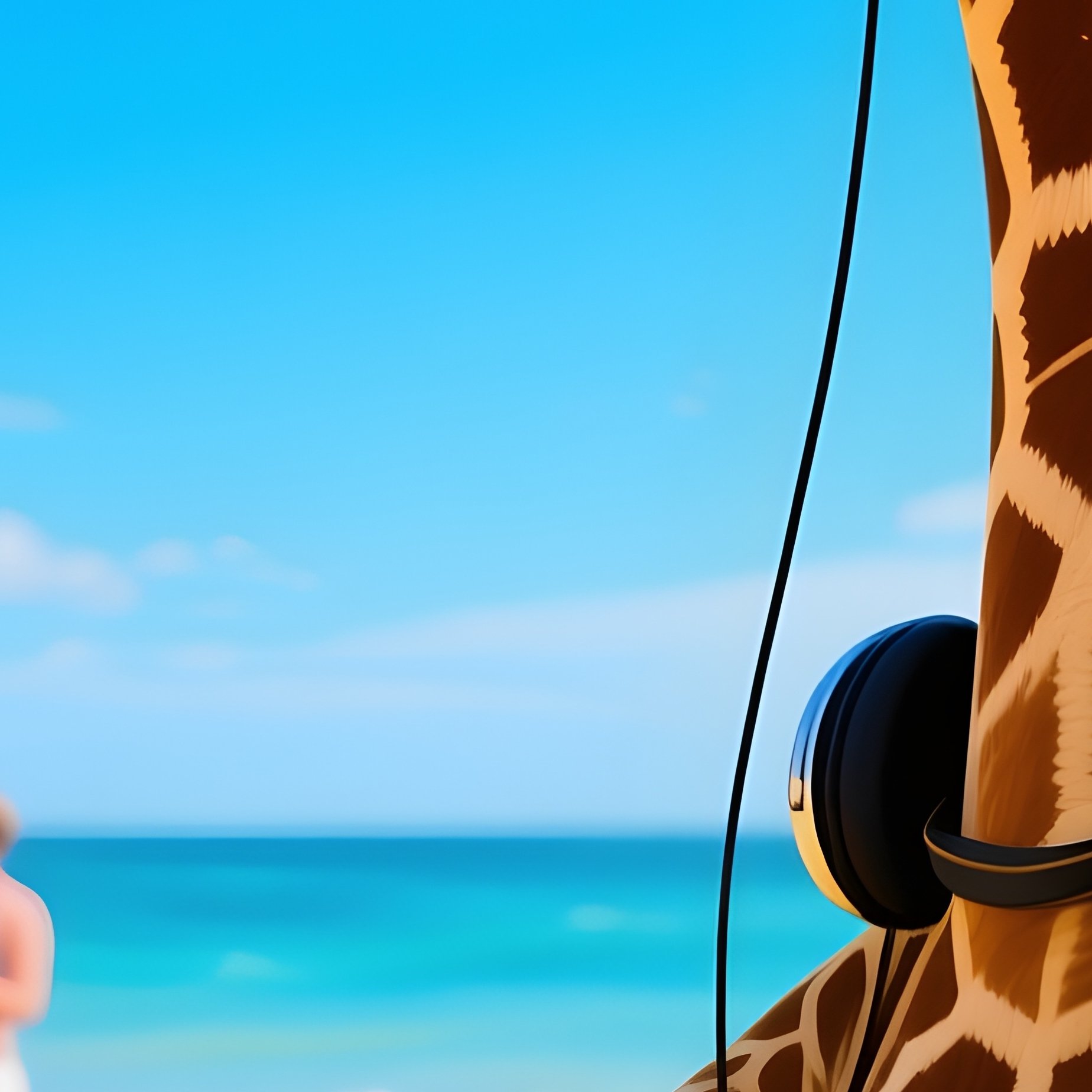 Giraffe Dj At Beach Party - Full Resolution Quality Preview