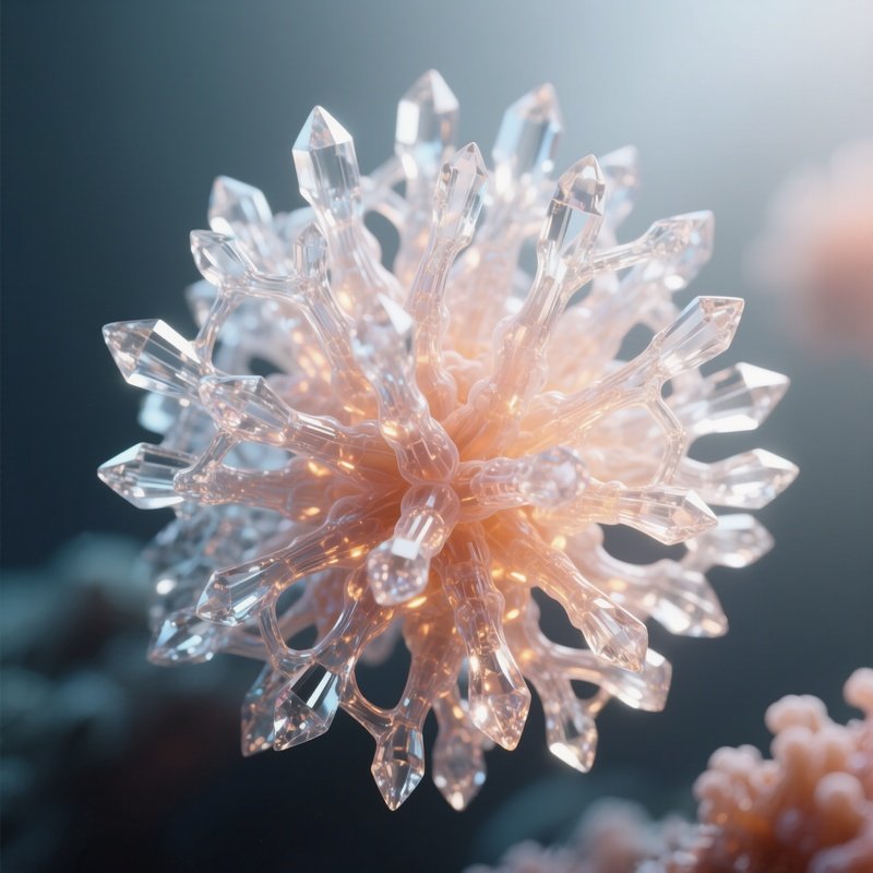 Glass Sponge – Crystal Lattice Structure Glowing Softly.