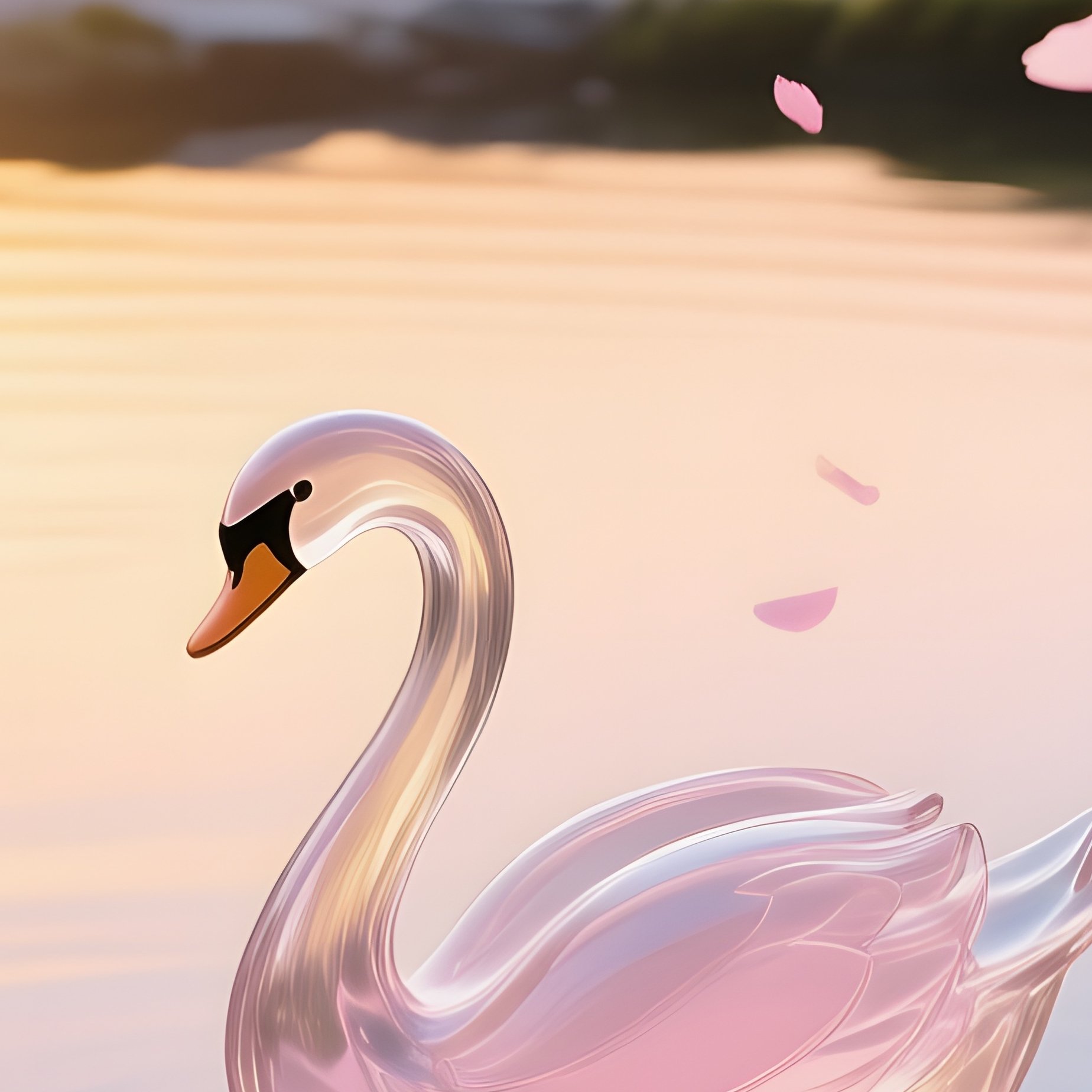 Glass Swan Floating Zen Garden Sunrise - Full Resolution Quality Preview