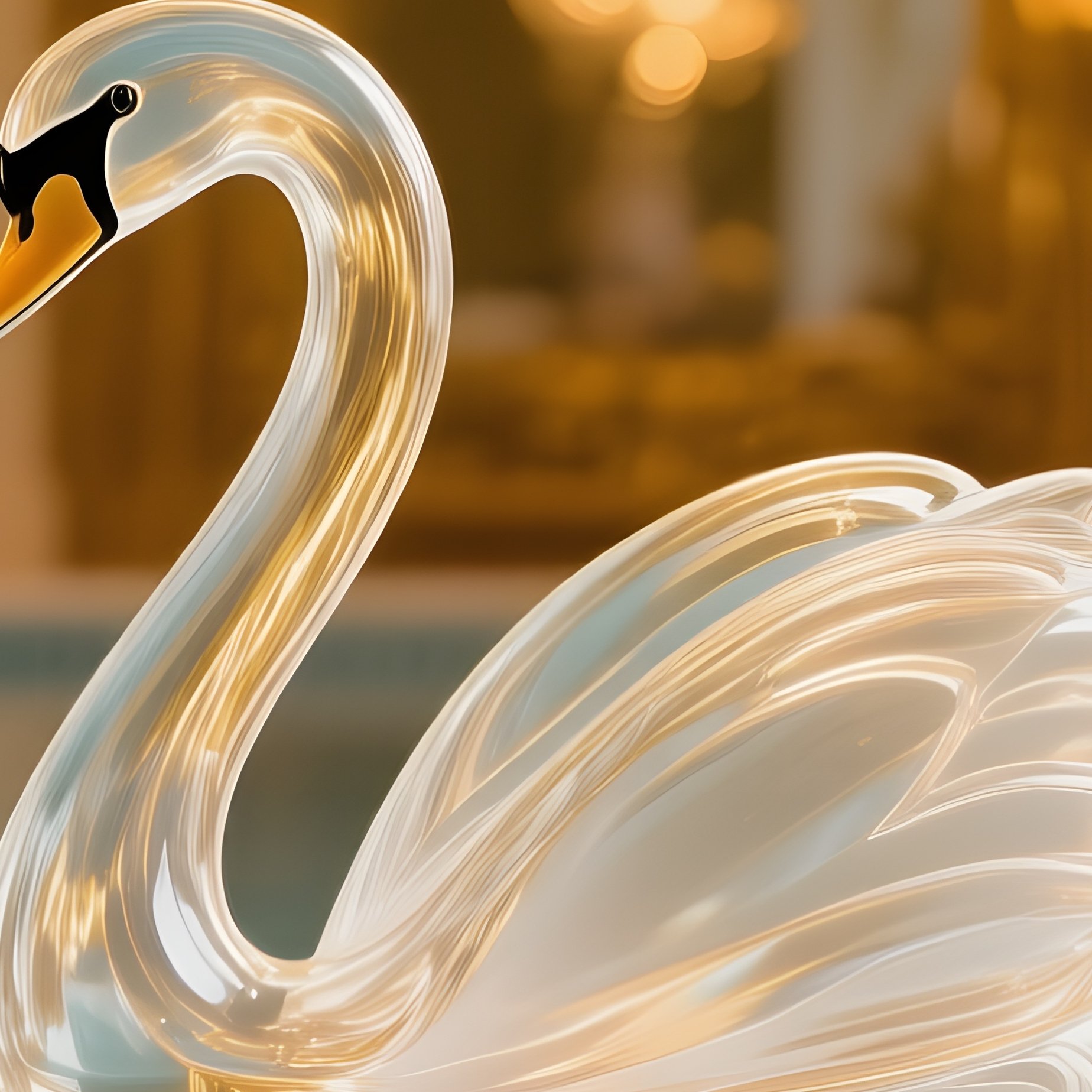 Glass Swan On Mirrored Pool - Full Resolution Quality Preview