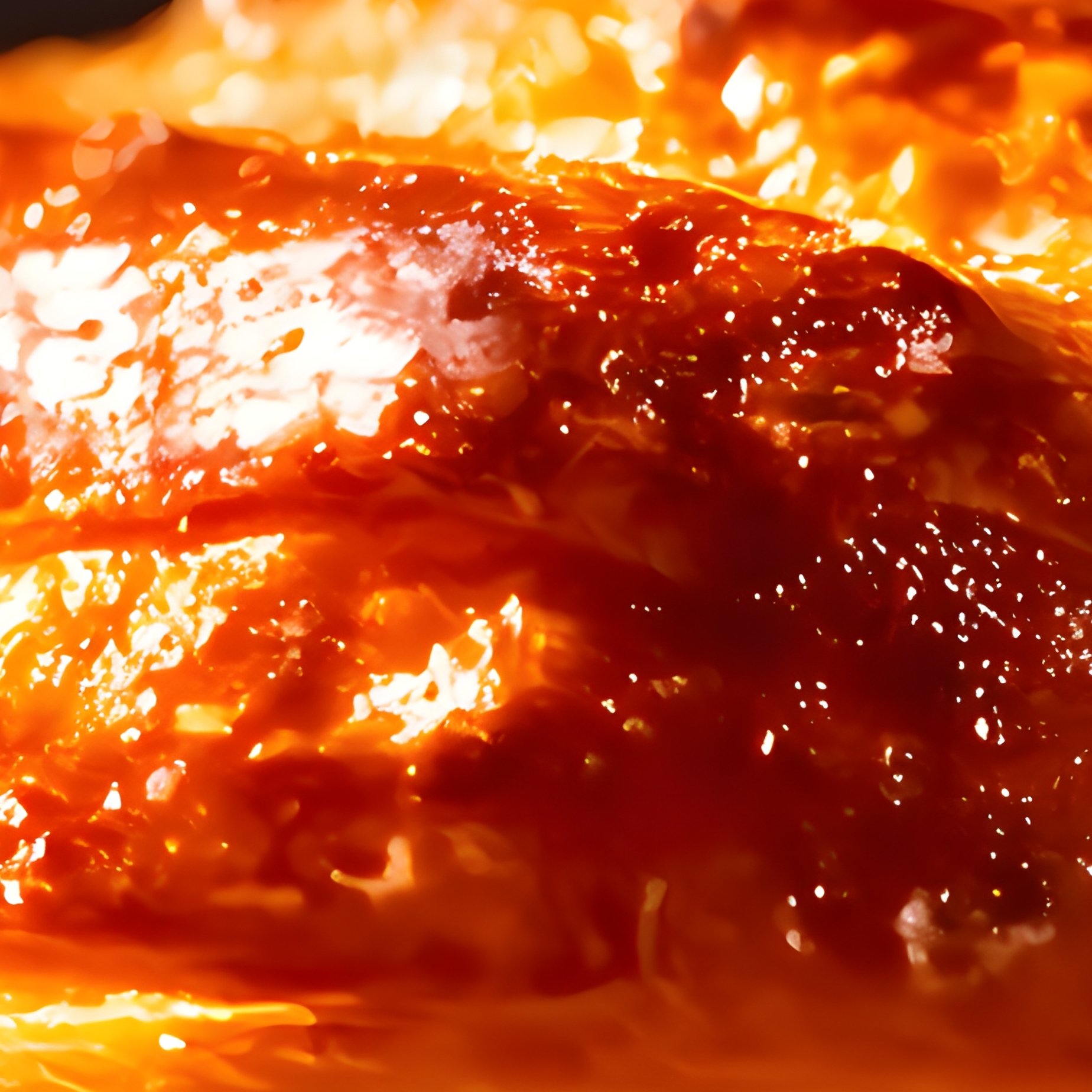 Glistening Sauce On Flaky Pastry Macro Shot - Full Resolution Quality Preview