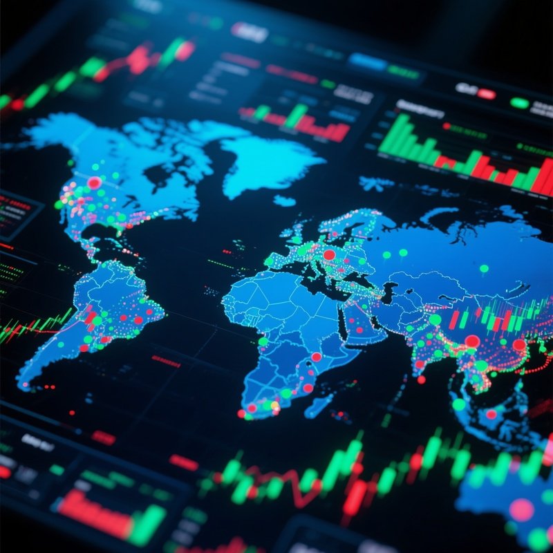 Global Financial Markets On Digital Maps
