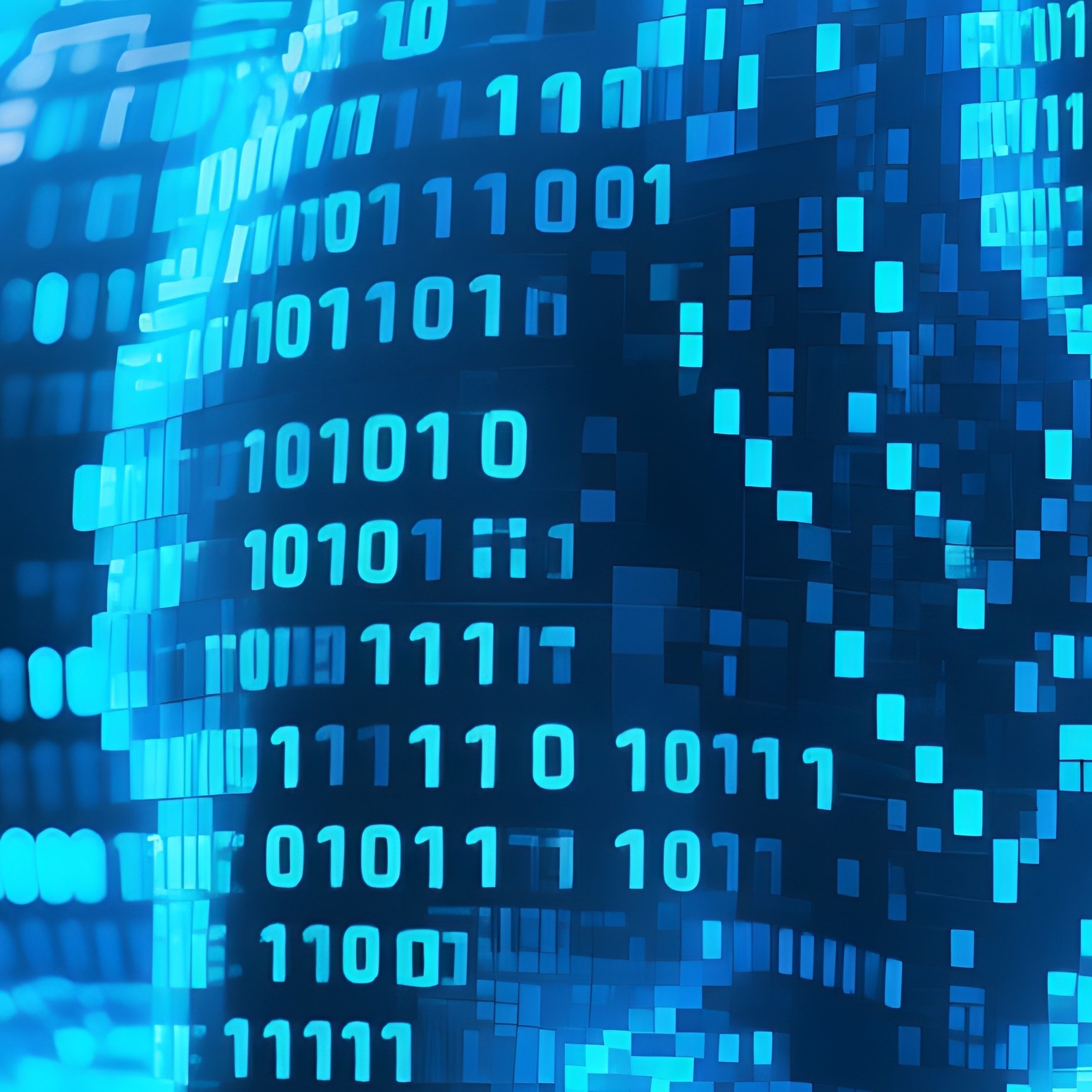 Glowing Blue Bull Binary Code - Full Resolution Quality Preview