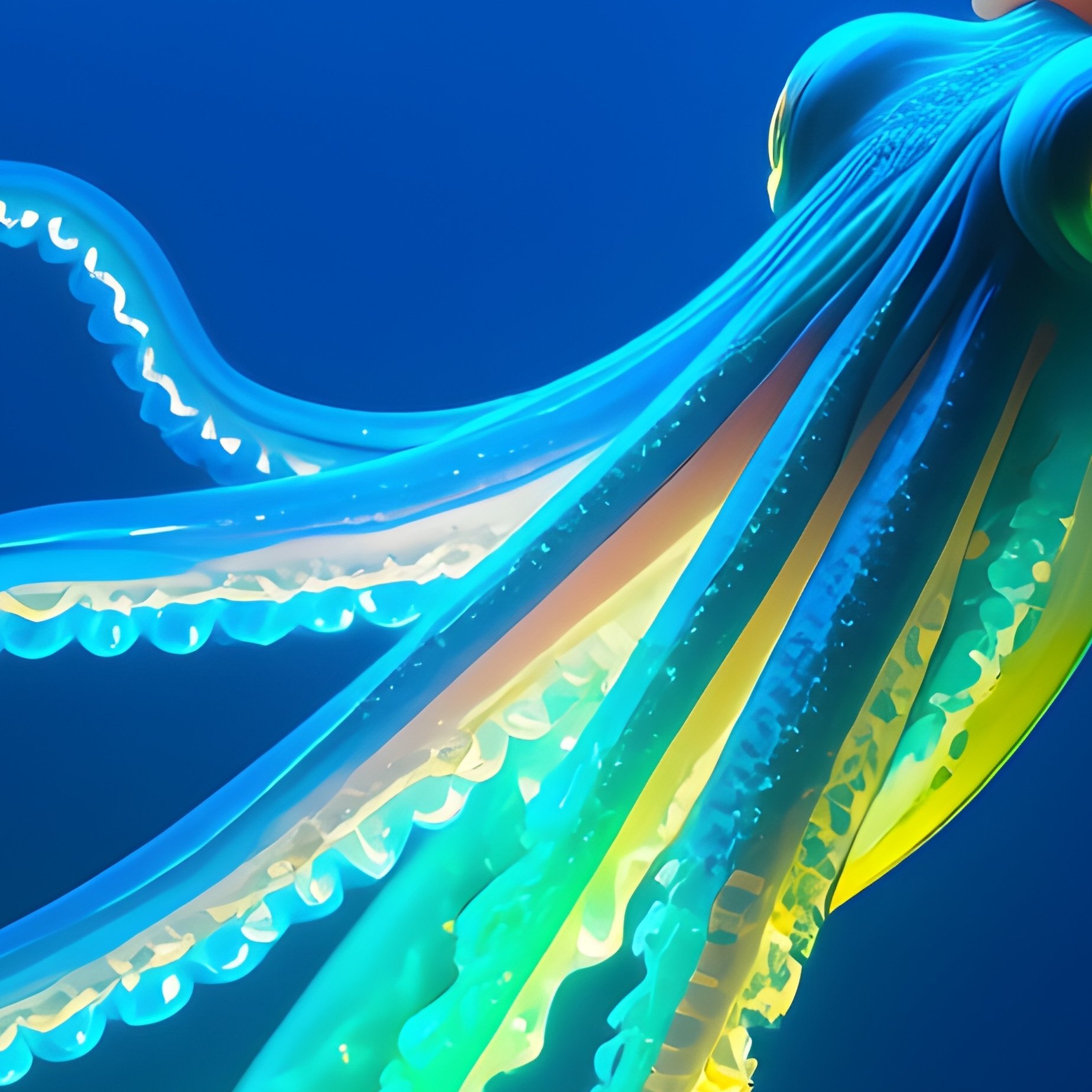 Glowing Squid Leaving Trails Of Light Underwater Image - Full Resolution Quality Preview