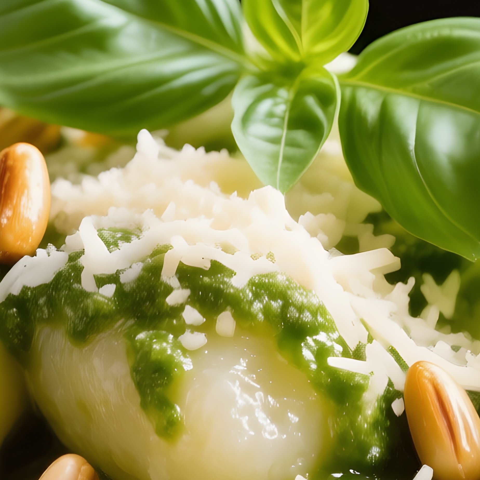 Gnocchi Al Pesto Potato Dumplings Coated In Fresh Basil Pesto With Pine Nuts Garlic Parmesan And Olive Oil - Full Resolution Quality Preview