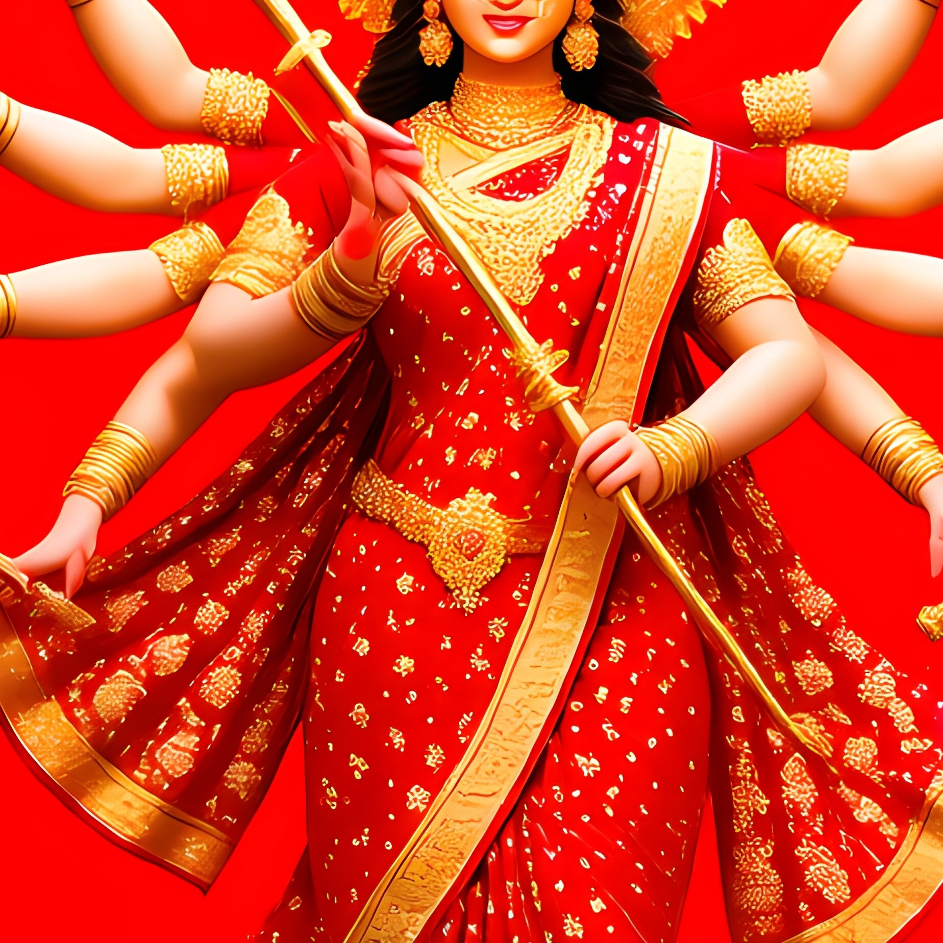 Goddess Durga And Dancers Celebrating Navratri Navratri Goddess - Full Resolution Quality Preview