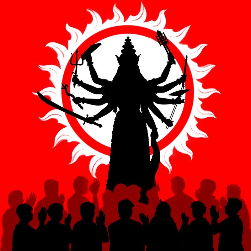 Goddess Durga Silhouette Durga Puja Hindu Festival