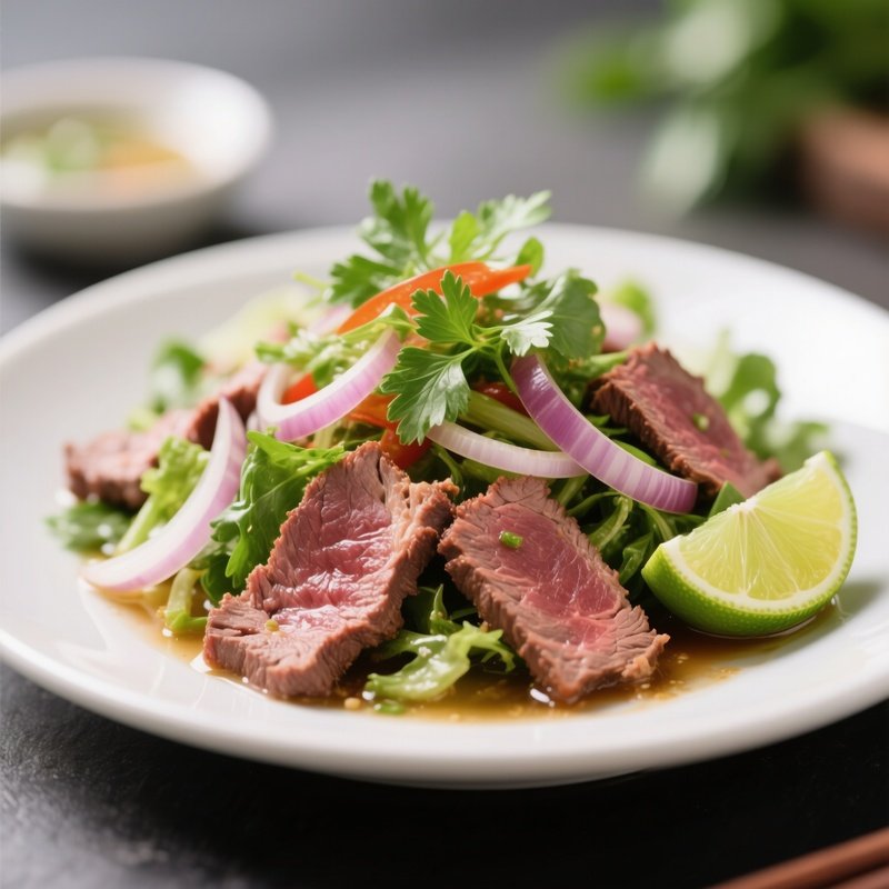 Gỏi Bò Beef Salad With Thinly Sliced Beef, Herbs, Onions, And Lime Dressing