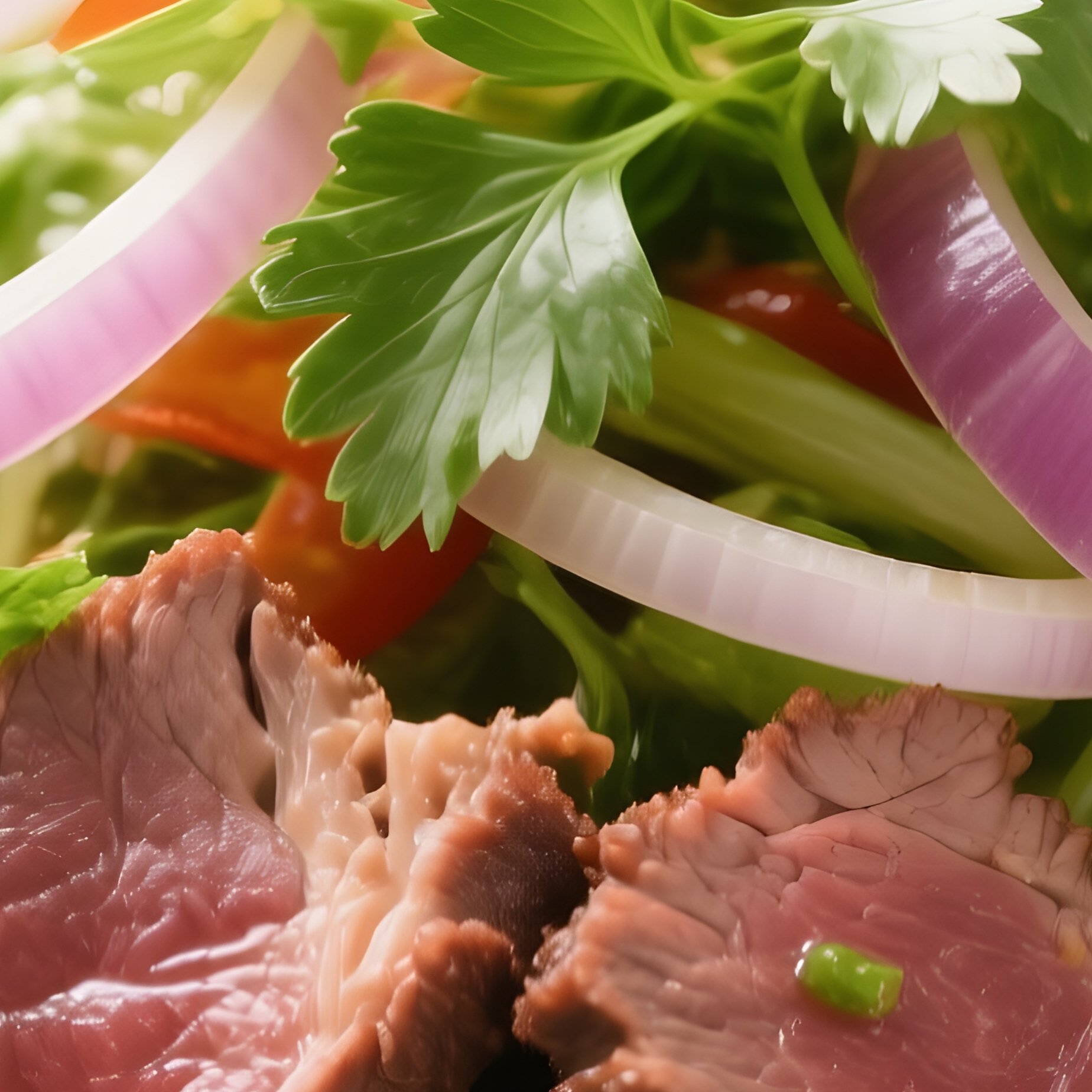 Gỏi Bò Beef Salad With Thinly Sliced Beef, Herbs, Onions, And Lime Dressing - Full Resolution Quality Preview