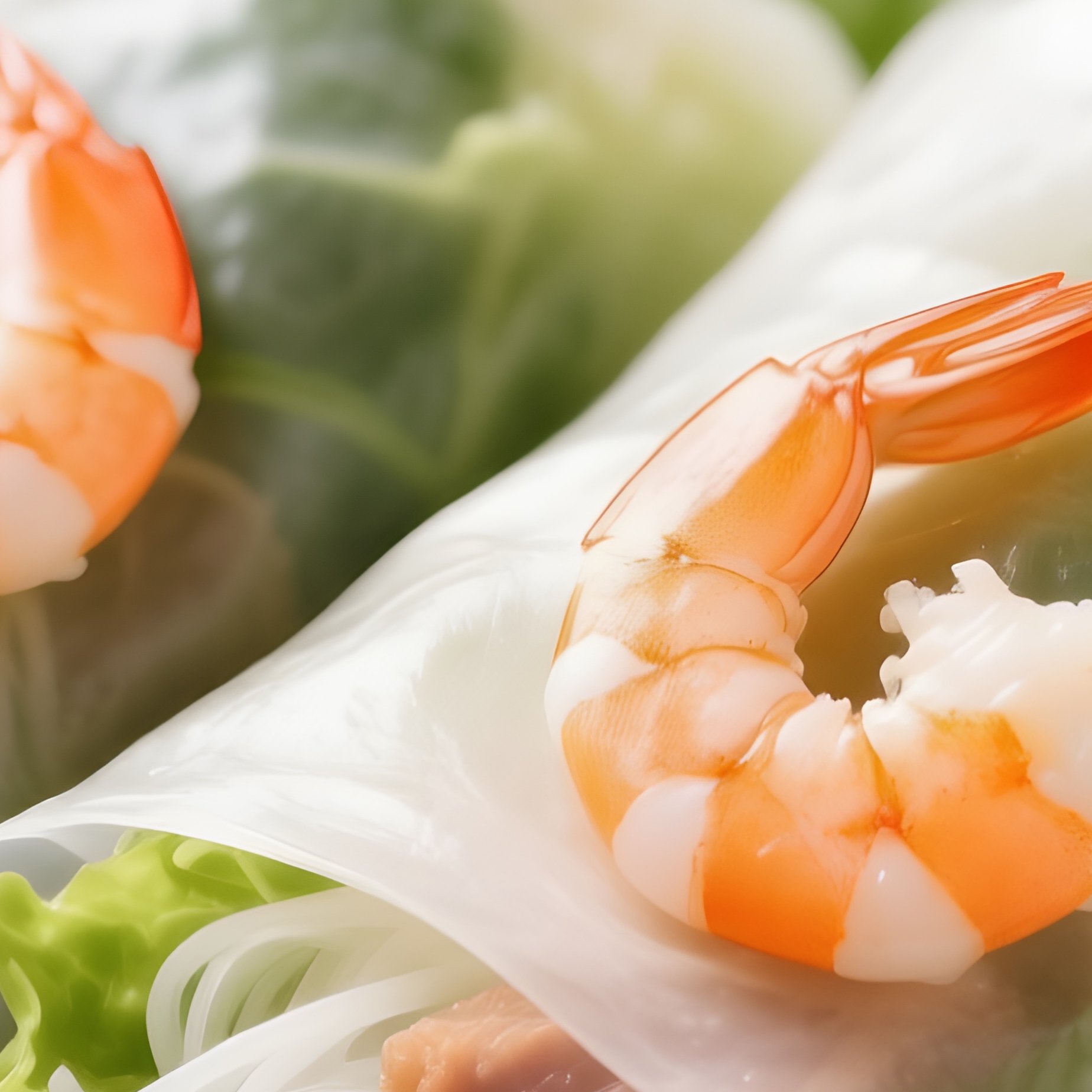 Gỏi Cuốn Fresh Spring Rolls Wrapped In Rice Paper With Shrimp, Pork, Vermicelli, Lettuce, Herbs, And Peanut Dipping Sauce - Full Resolution Quality Preview