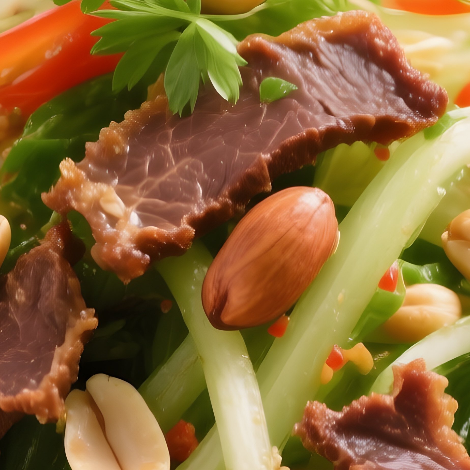 Gỏi Đu Đủ Green Papaya Salad With Dried Beef, Herbs, Peanuts, And Lime Dressing - Full Resolution Quality Preview