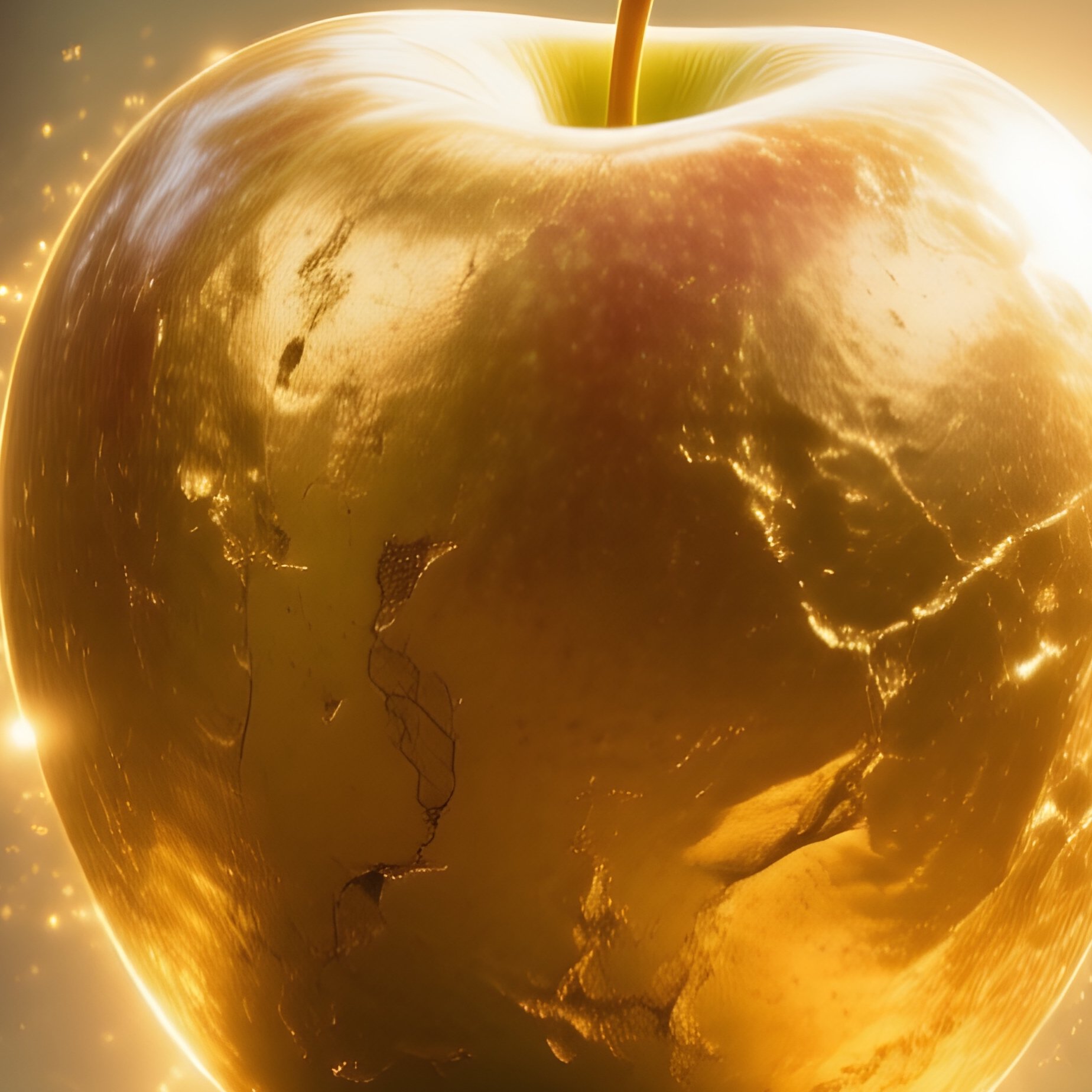 Golden Apple On Pedestal Glowing 3 - Full Resolution Quality Preview