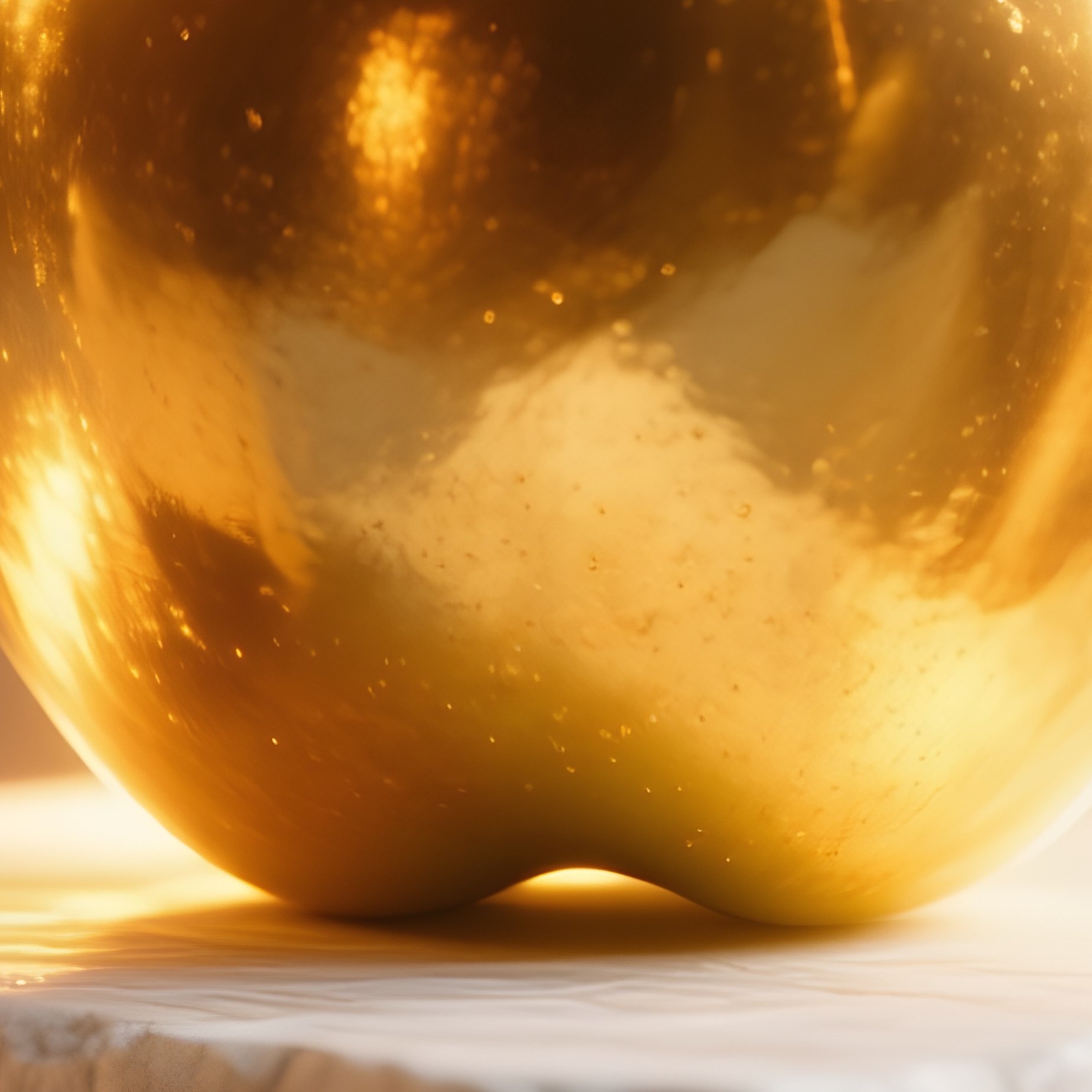 Golden Apple On Pedestal Glowing - Full Resolution Quality Preview