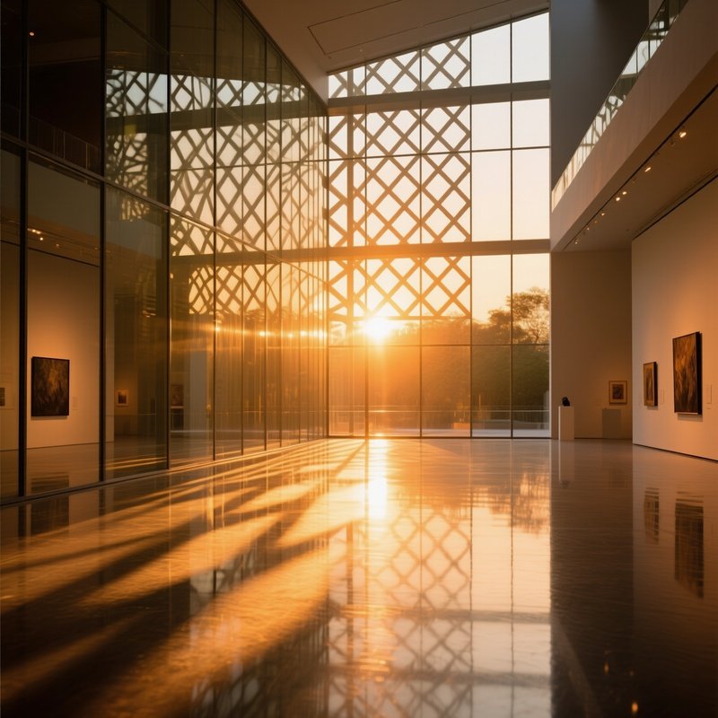 Golden Hour Glass Atrium Art Gallery