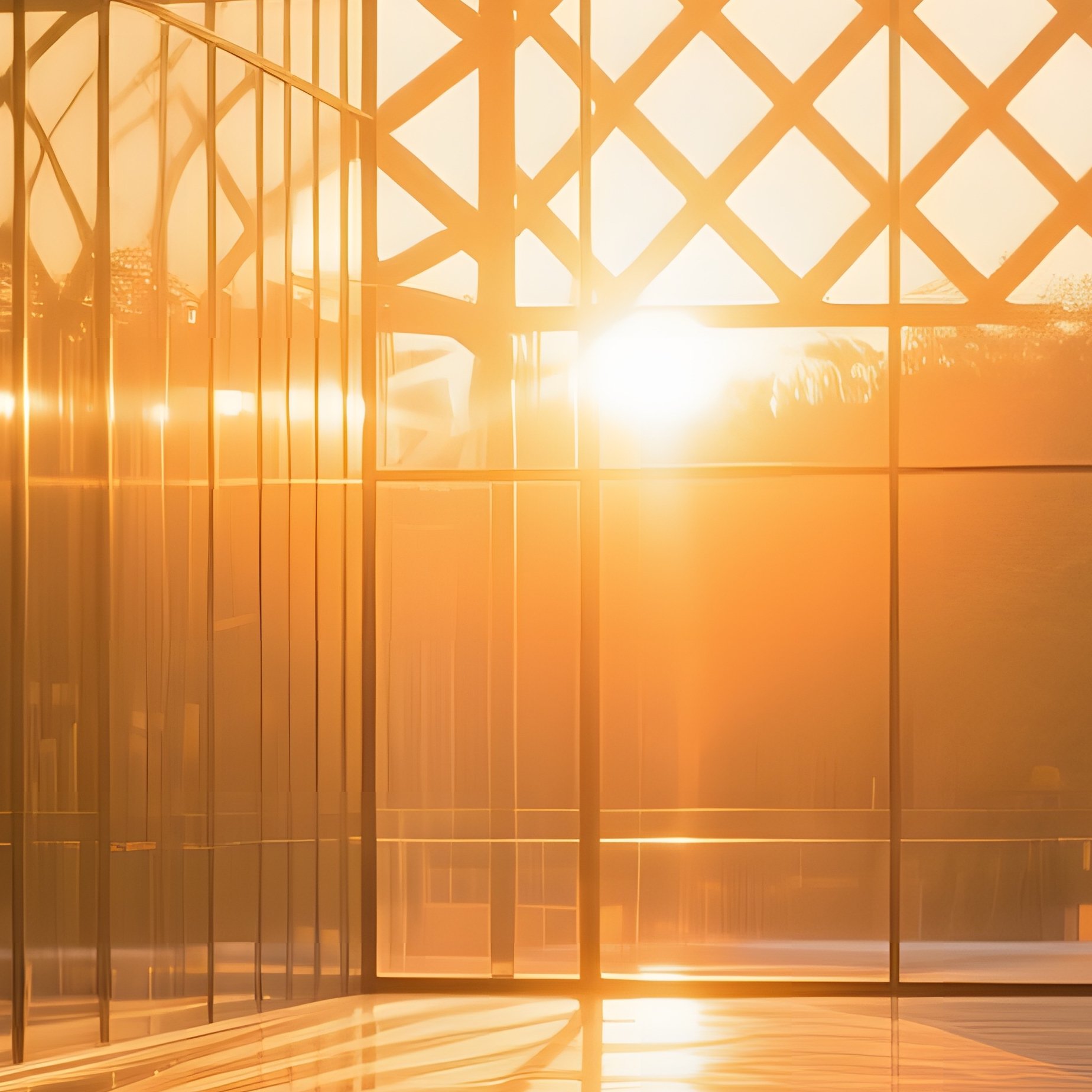 Golden Hour Glass Atrium Art Gallery - Full Resolution Quality Preview