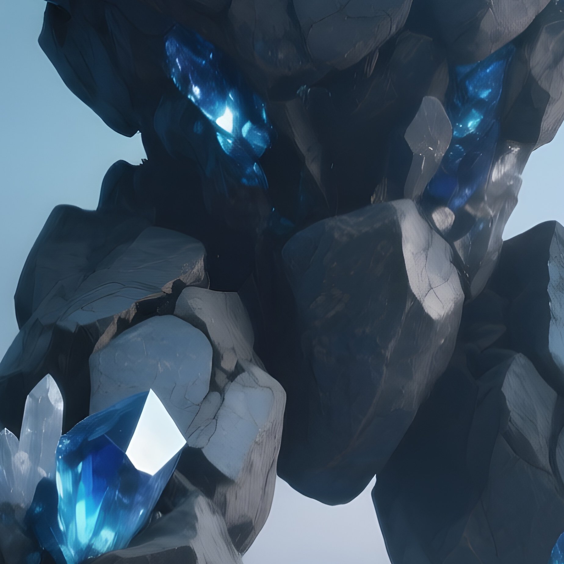 Golem Made Of Rocks And Geodes With Glowing Diamond Eyes - Full Resolution Quality Preview