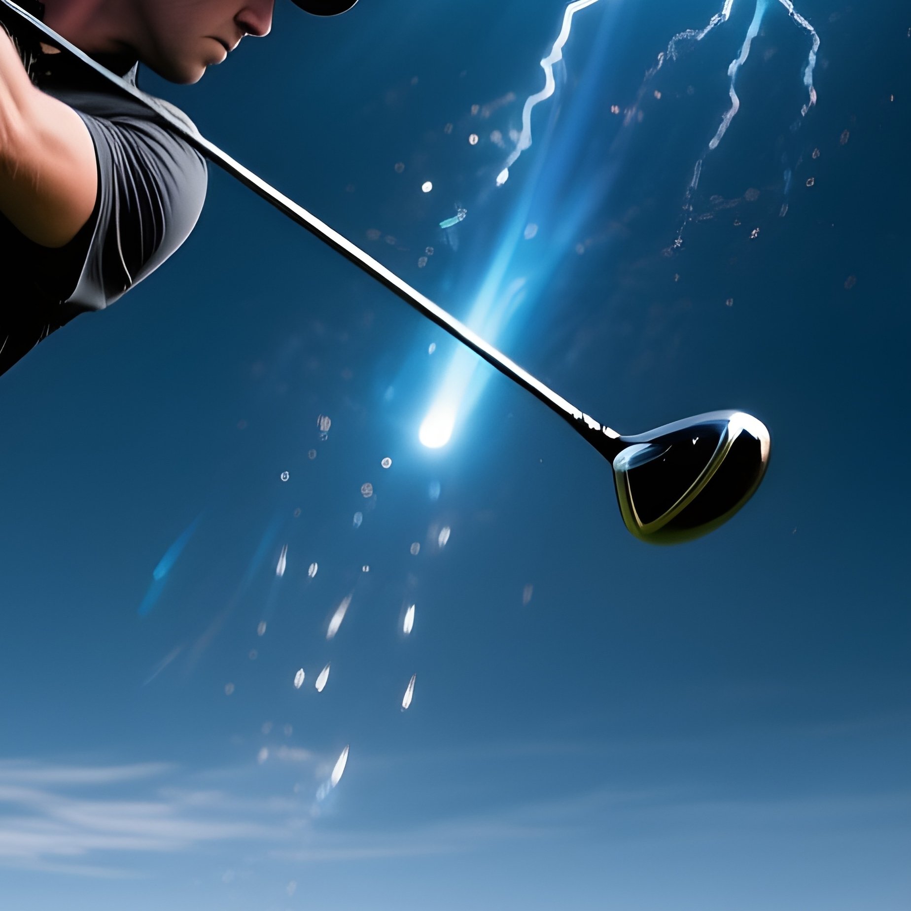 Golfer Teeing Off Under Meteor Showers - Full Resolution Quality Preview