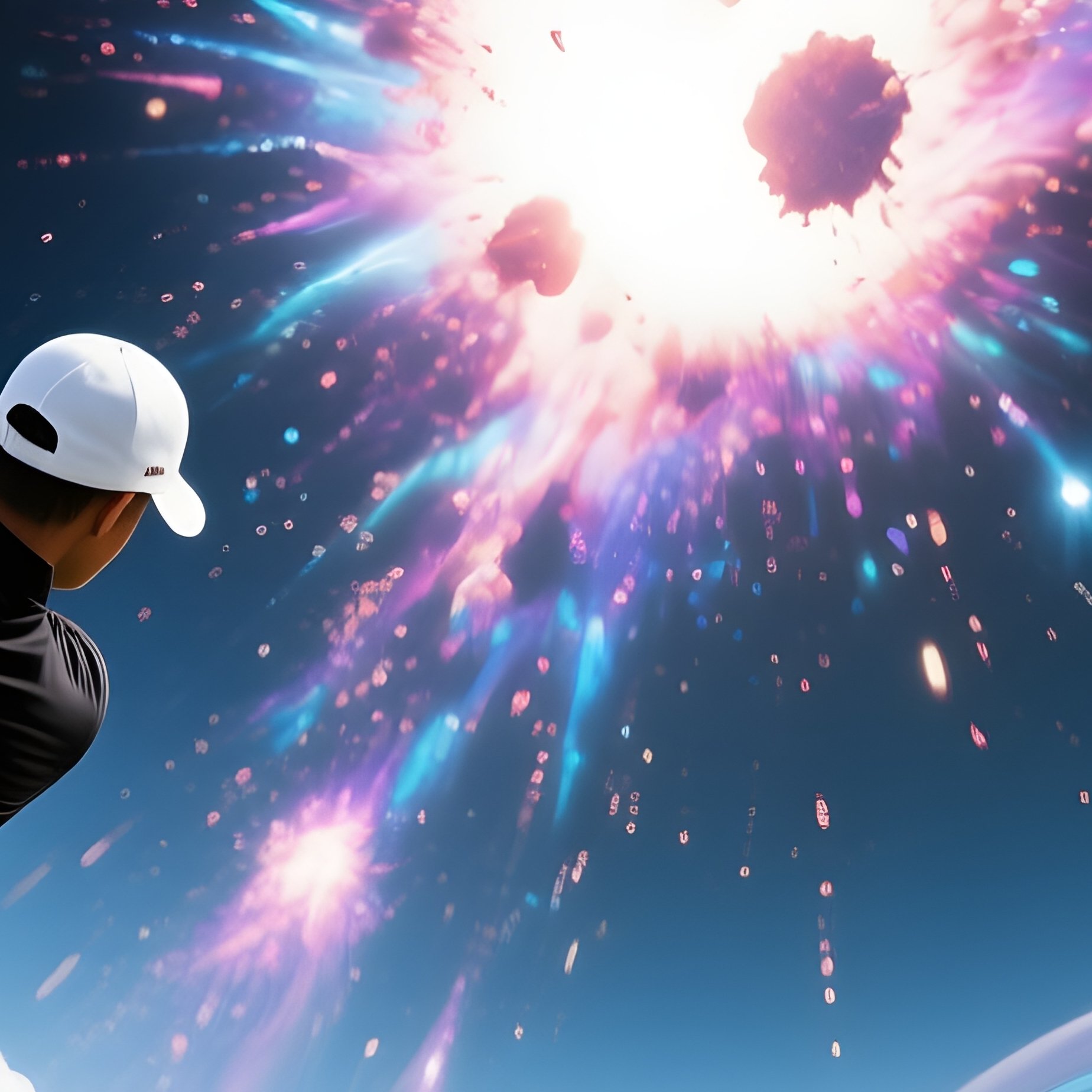 Golfer Teeing Off Under Meteor Showers Fantasy - Full Resolution Quality Preview