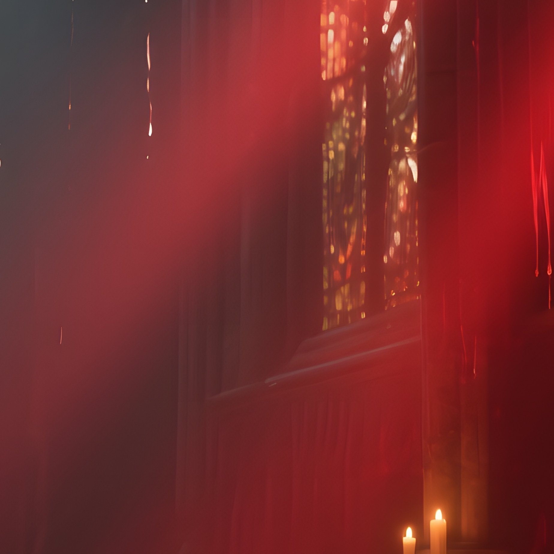 Gothic Cathedral Interior Bathed In Dim Candlelight - Full Resolution Quality Preview