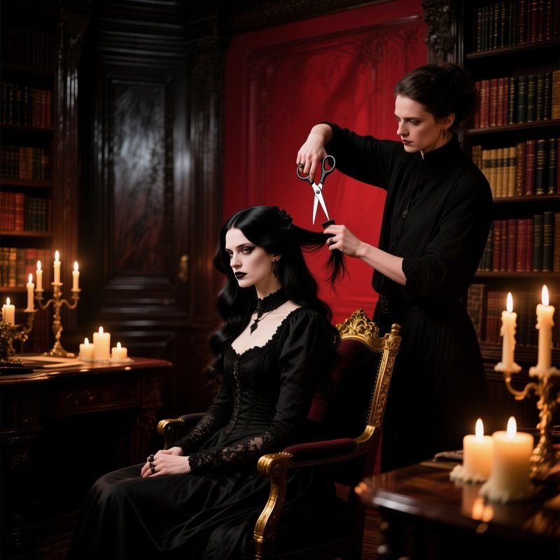 Gothic Lady Fringe Cut Victorian Study