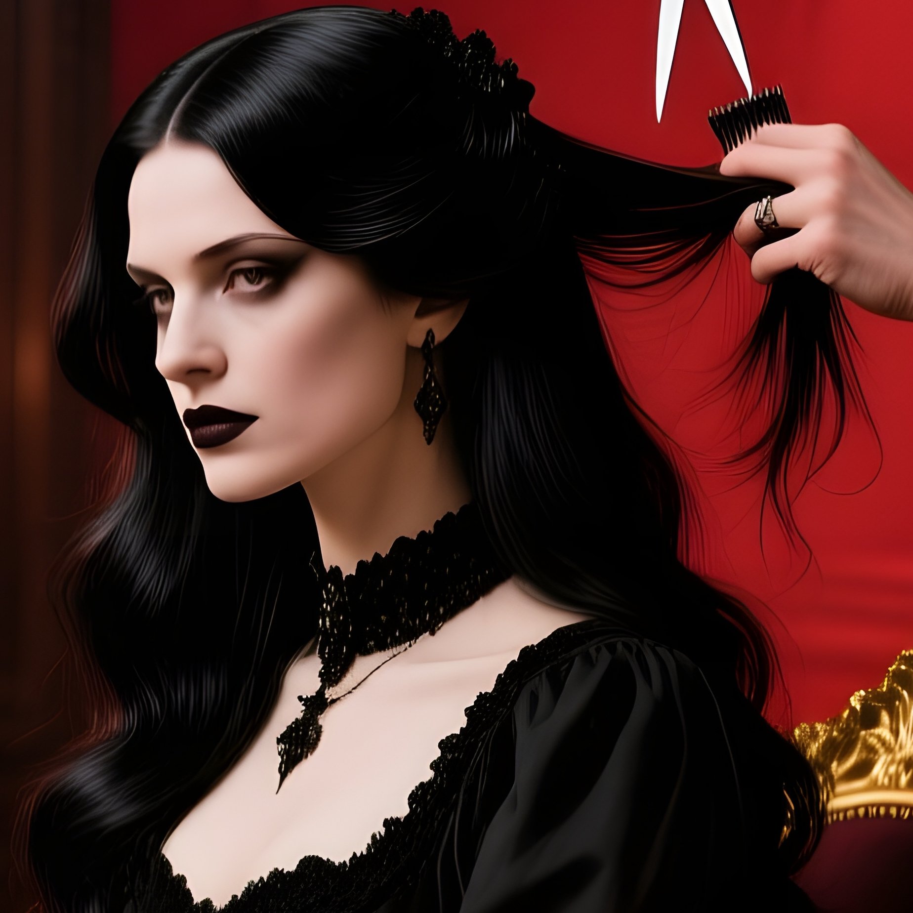 Gothic Lady Fringe Cut Victorian Study - Full Resolution Quality Preview