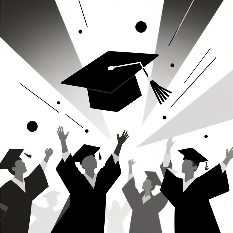 Graduation Cap Toss Celebration Abstract