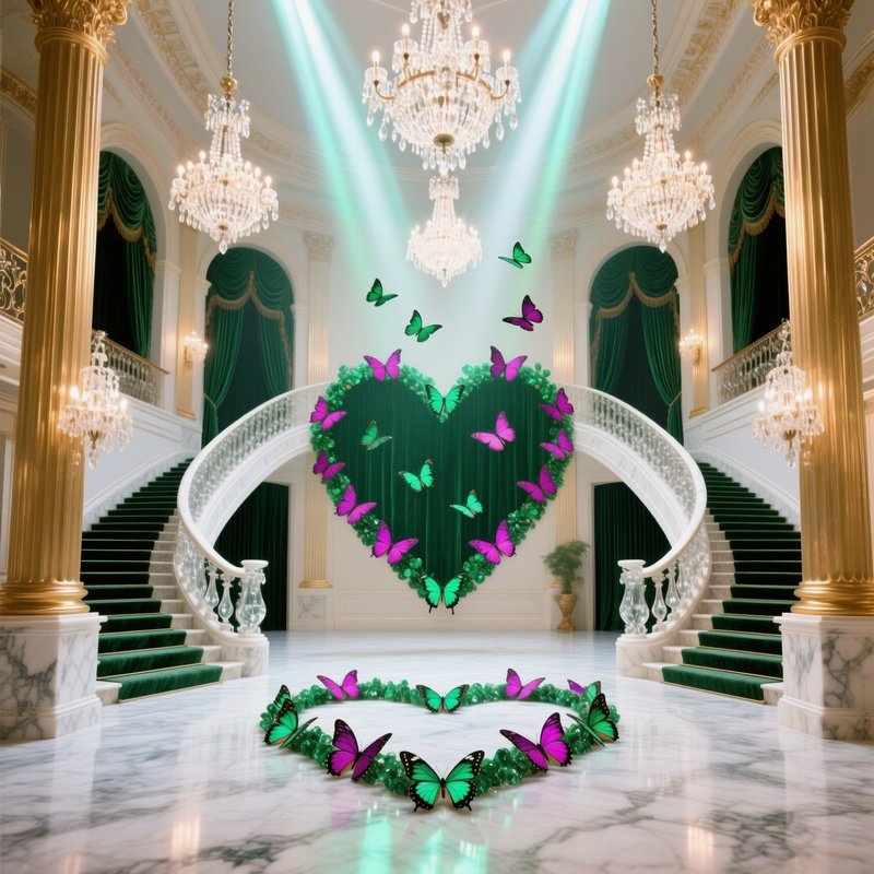 Grand Opera House Foyer With Marble Staircases And Butterflies