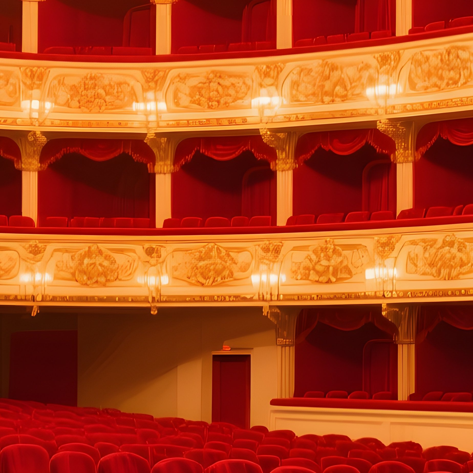 Grand Opera House Interior Velvet Seats Gold Clay Balconies Chandeliers - Full Resolution Quality Preview