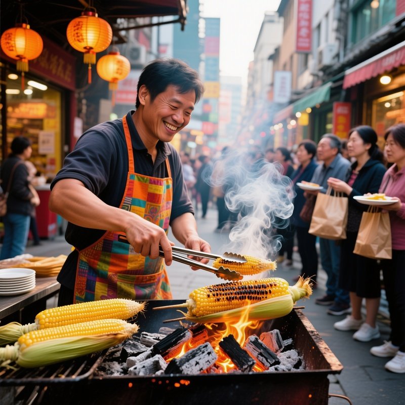 Grilled Corn Street Vendor Charcoal