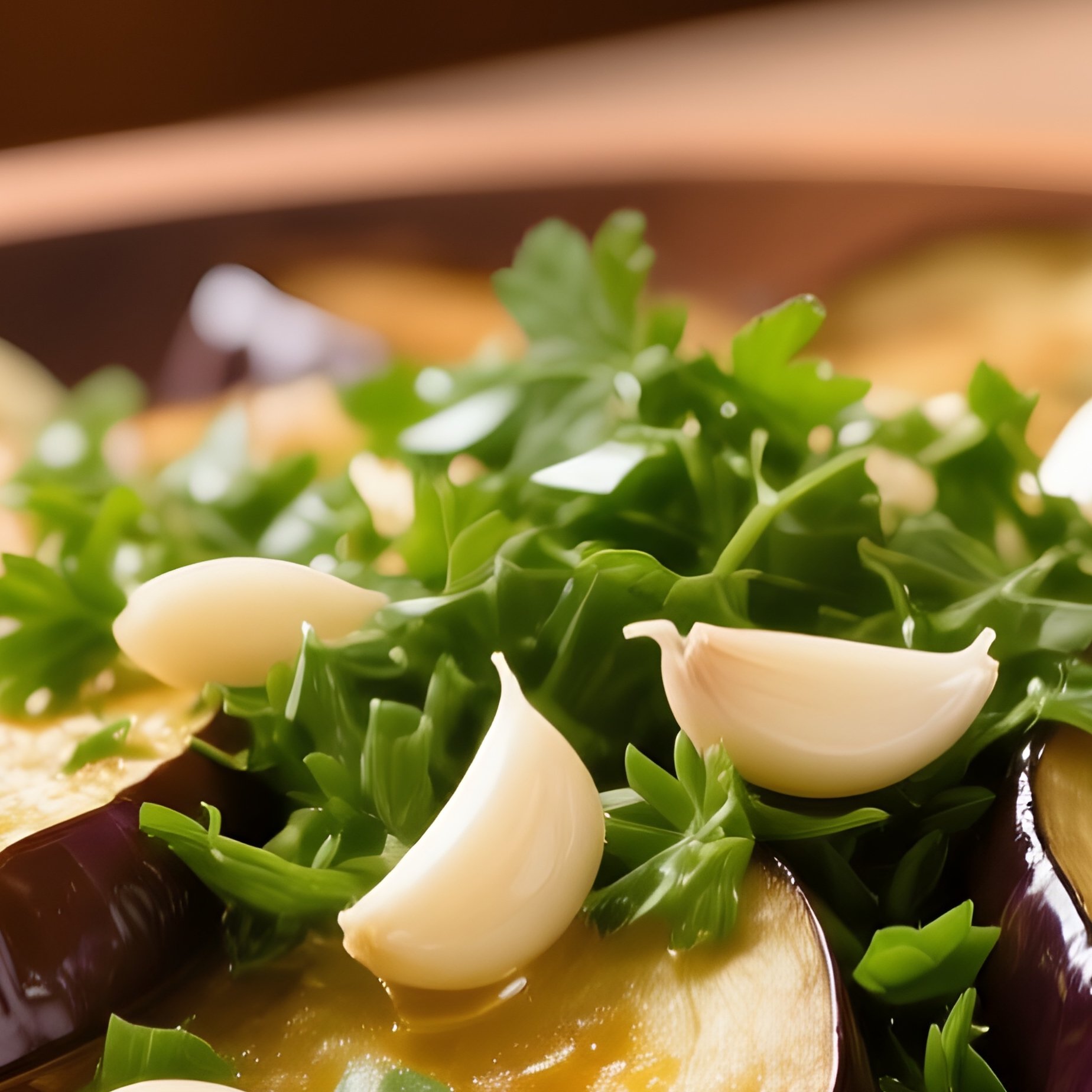 Grilled Eggplant Slices With Olive Oil Garlic Parsley - Full Resolution Quality Preview