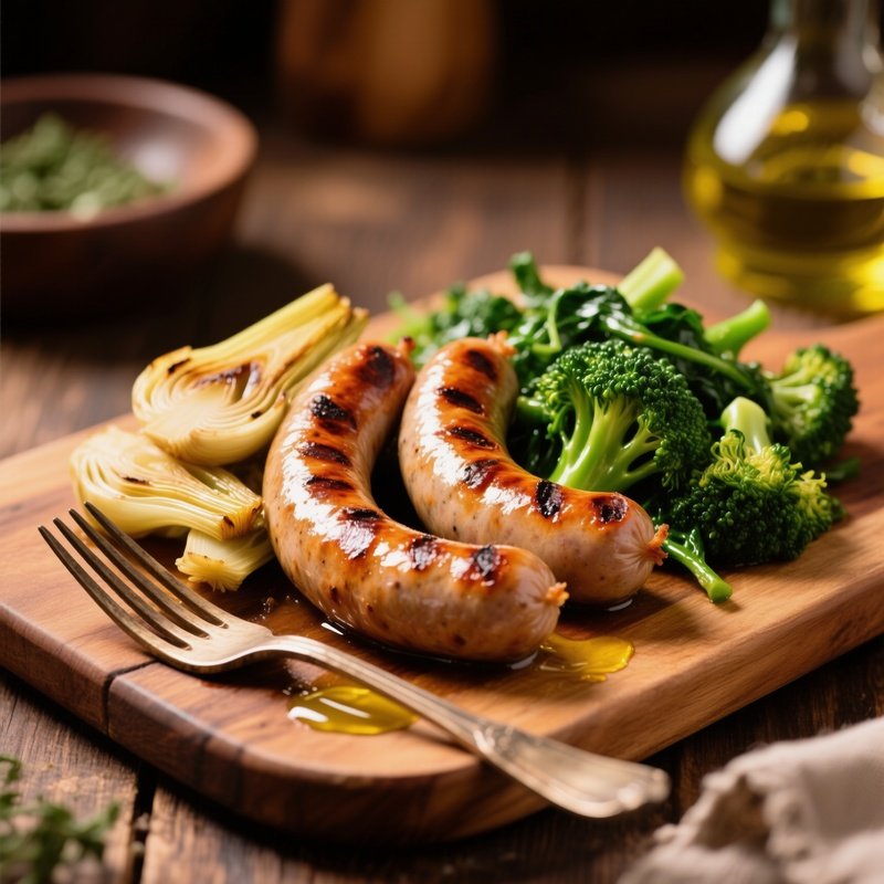 Grilled Italian Fennel Sausages With Sautéed Broccoli Rabe