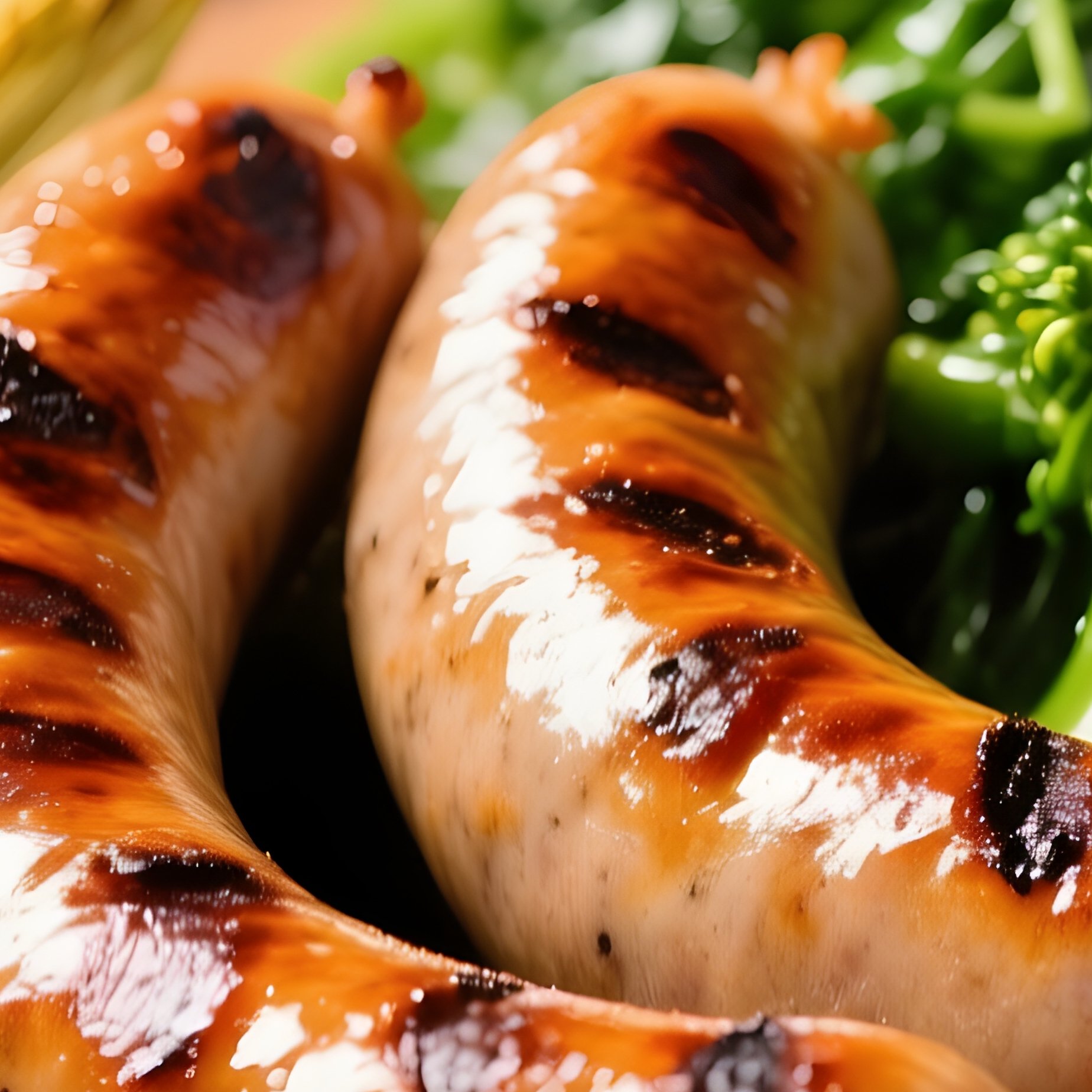 Grilled Italian Fennel Sausages With Sautéed Broccoli Rabe - Full Resolution Quality Preview
