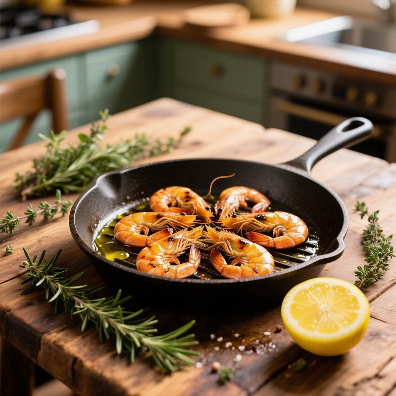 Grilled Prawns With Olive Oil Lemon And Herbs