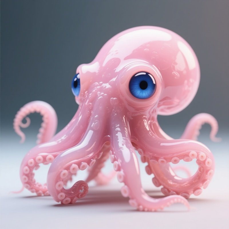 Grimpoteuthis Octopus – Soft Pink Gelatinous Form With Deep Blue Eyes.