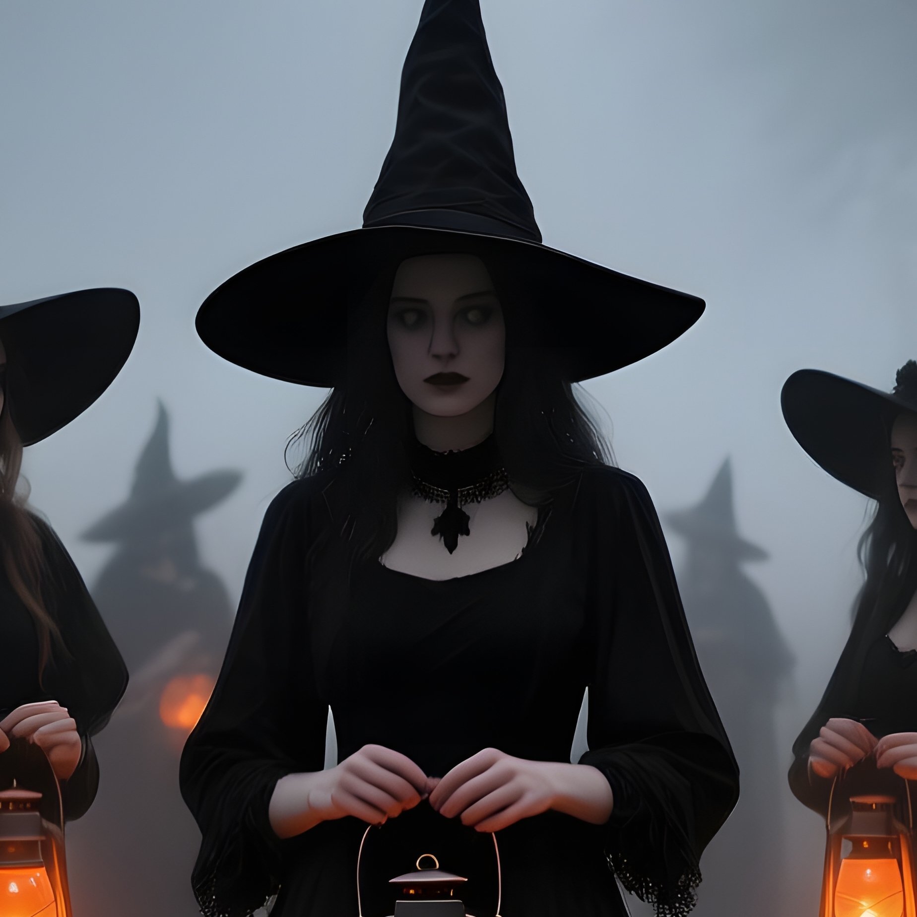 Group Of Individuals Dressed As Witches Halloween Witches - Full Resolution Quality Preview