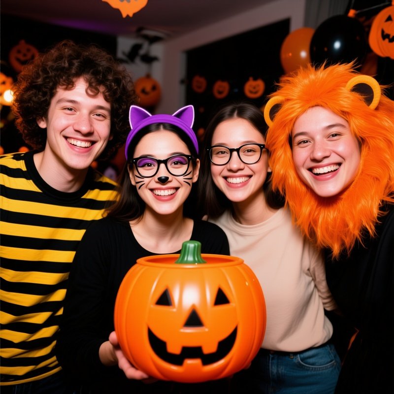 Group Of People Celebrating Halloween Halloween Costumes