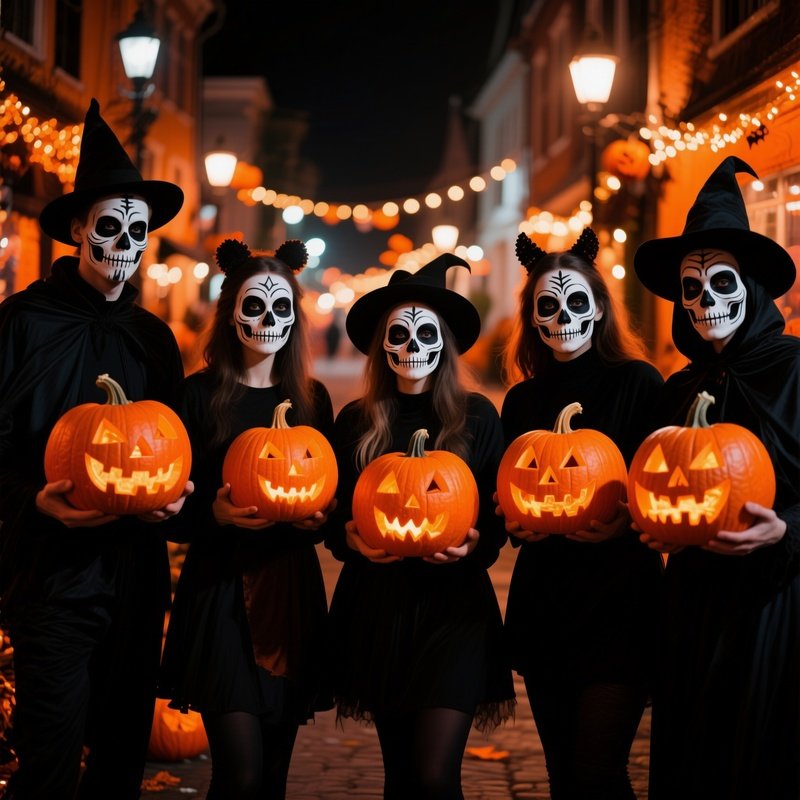Group Of People Dressed In Halloween Costumes Halloween Costumes