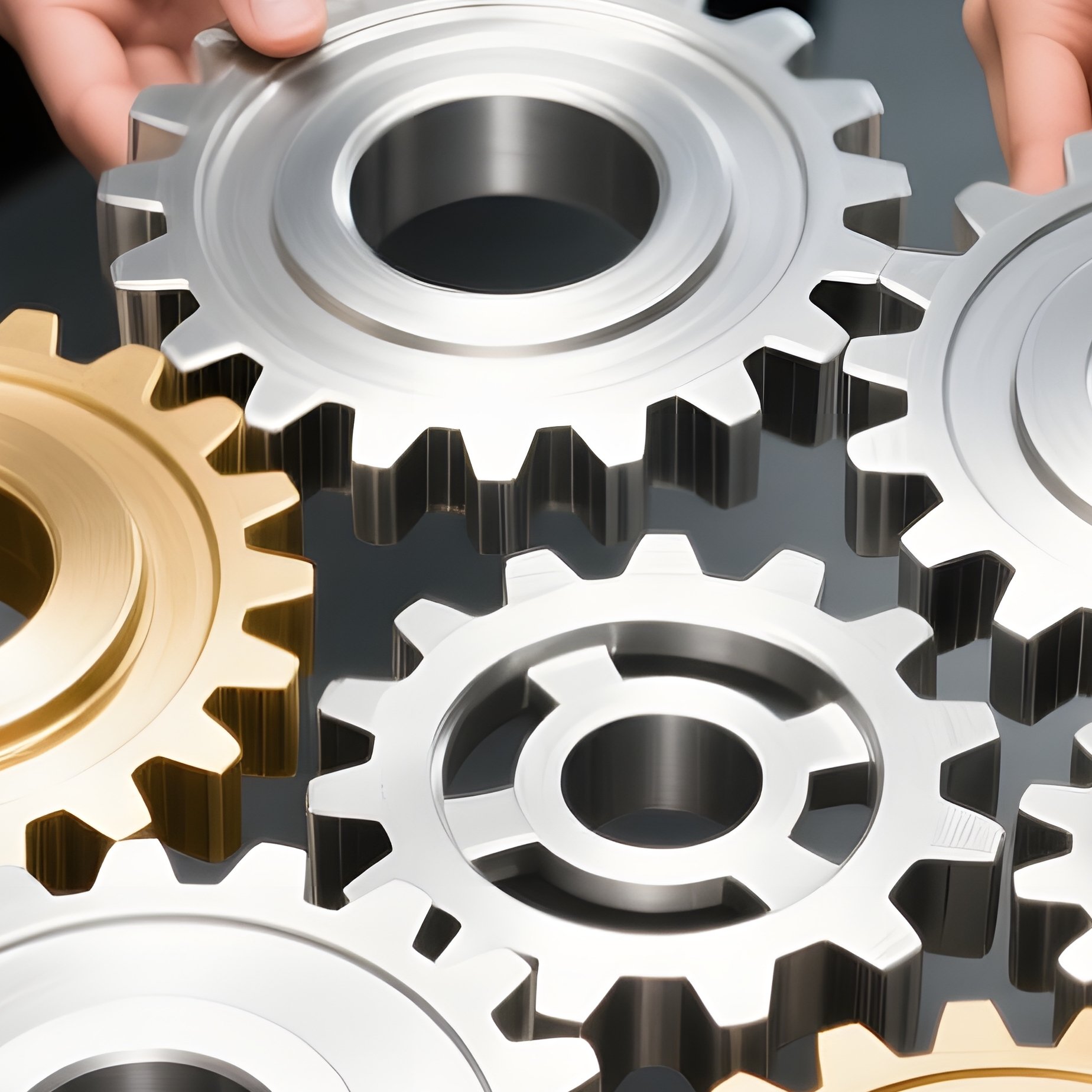 Group Of People Holding Interlocking Gears Teamwork Collaboration - Full Resolution Quality Preview